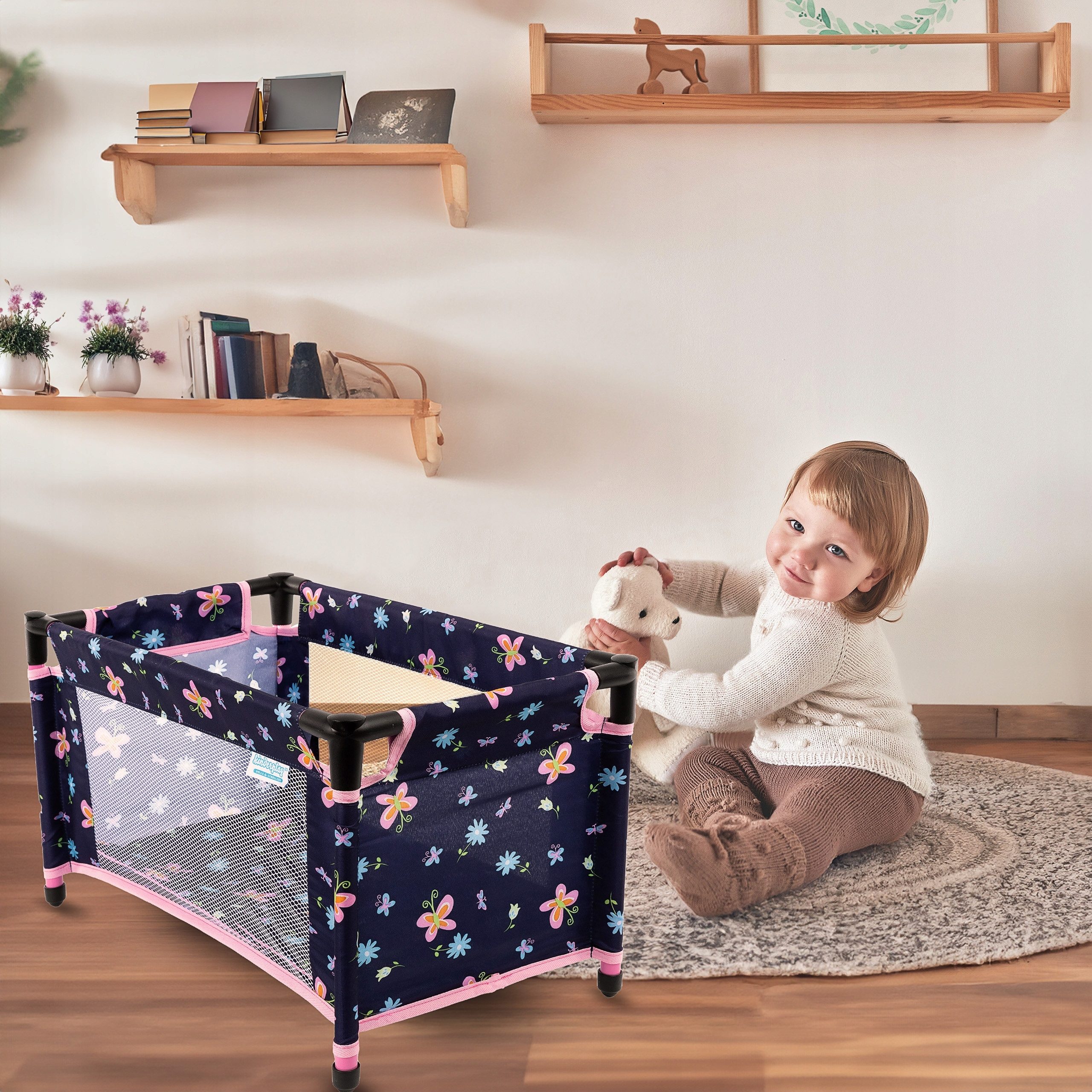 kinderplay Puppenbett Puppenreisebett – faltbar & waschbar – Spielspaß für Kinder – mit Tasc