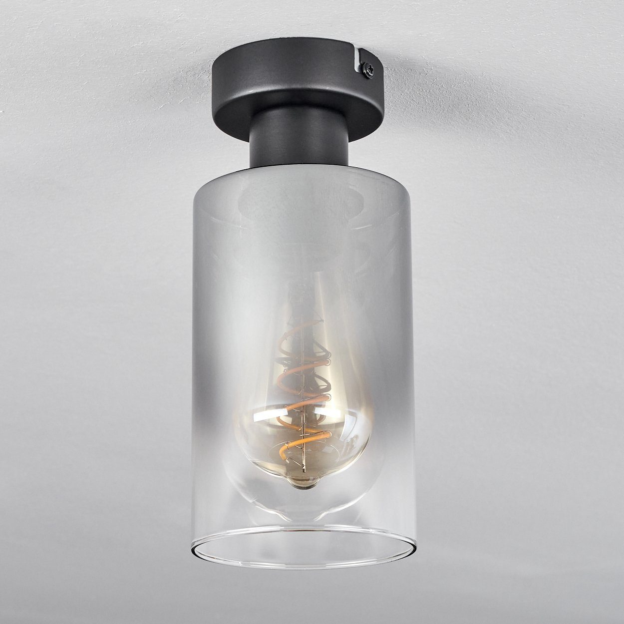 hofstein Deckenleuchte moderne Deckenlampe aus Metall/Glas cm), in 1 Leuchtmittel, x ohne mit aus Schwarz/Rauchfarben/Klar, (10 E27 Schirm Leuchte Rauchglas