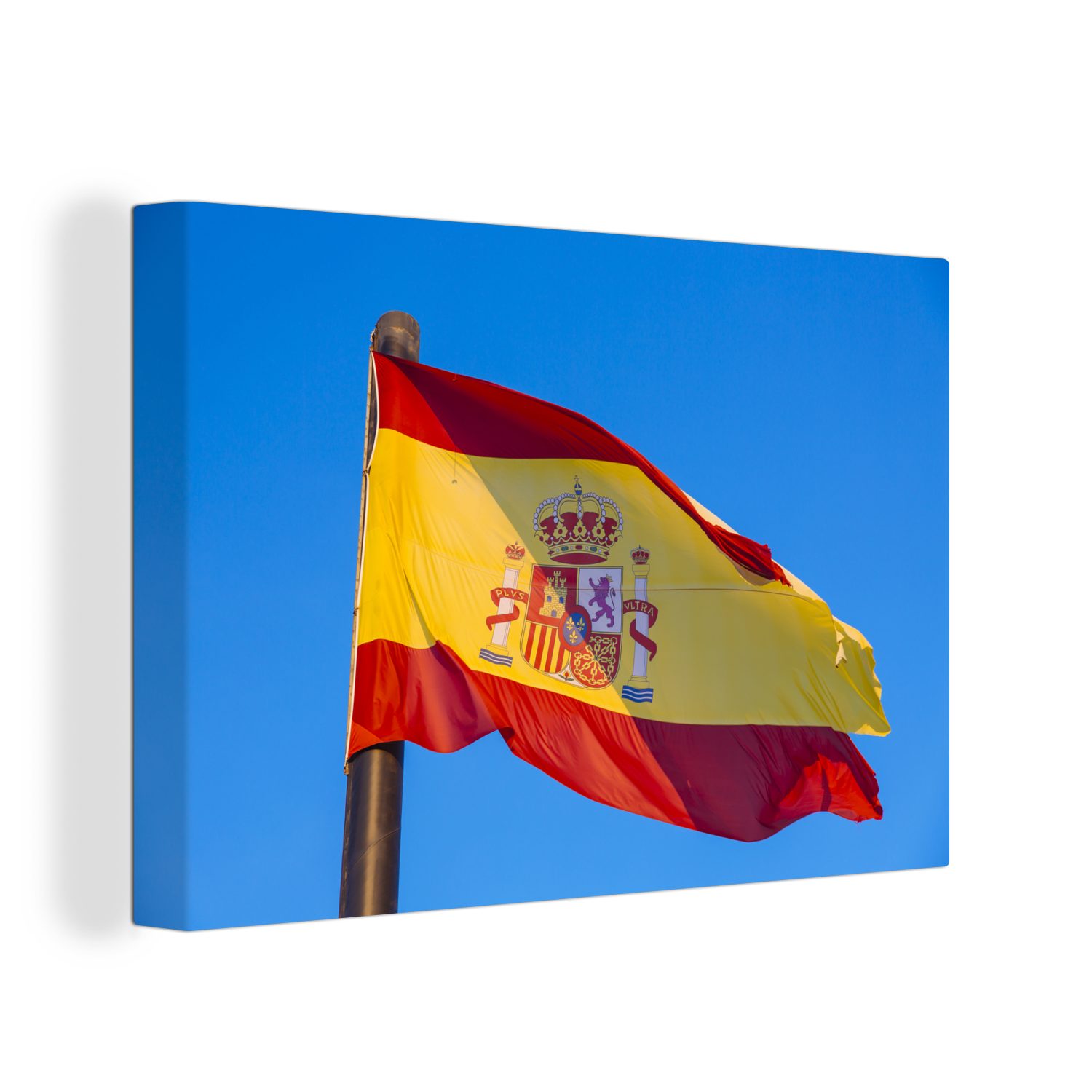 OneMillionCanvasses® Leinwandbild Die Nationalflagge von Spanien, (1 St), Wandbild Leinwandbilder, Aufhängefertig, Wanddeko, 30x20 cm