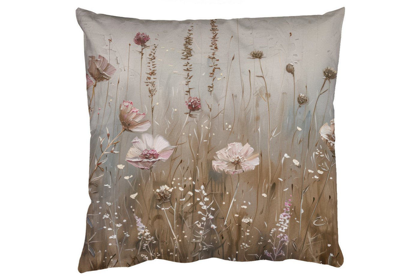 MuchoWow Dekokissen Blumen - Rosa - Modern - Beige, Zierkissen mit Füllung für Wohnzimmer, Sofakissen, 40x40 cm