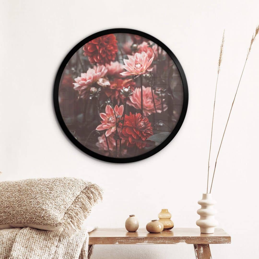 Poster Wandbild Poster Rund Blumenfotografie Annie Sommerblüten Boho Deko