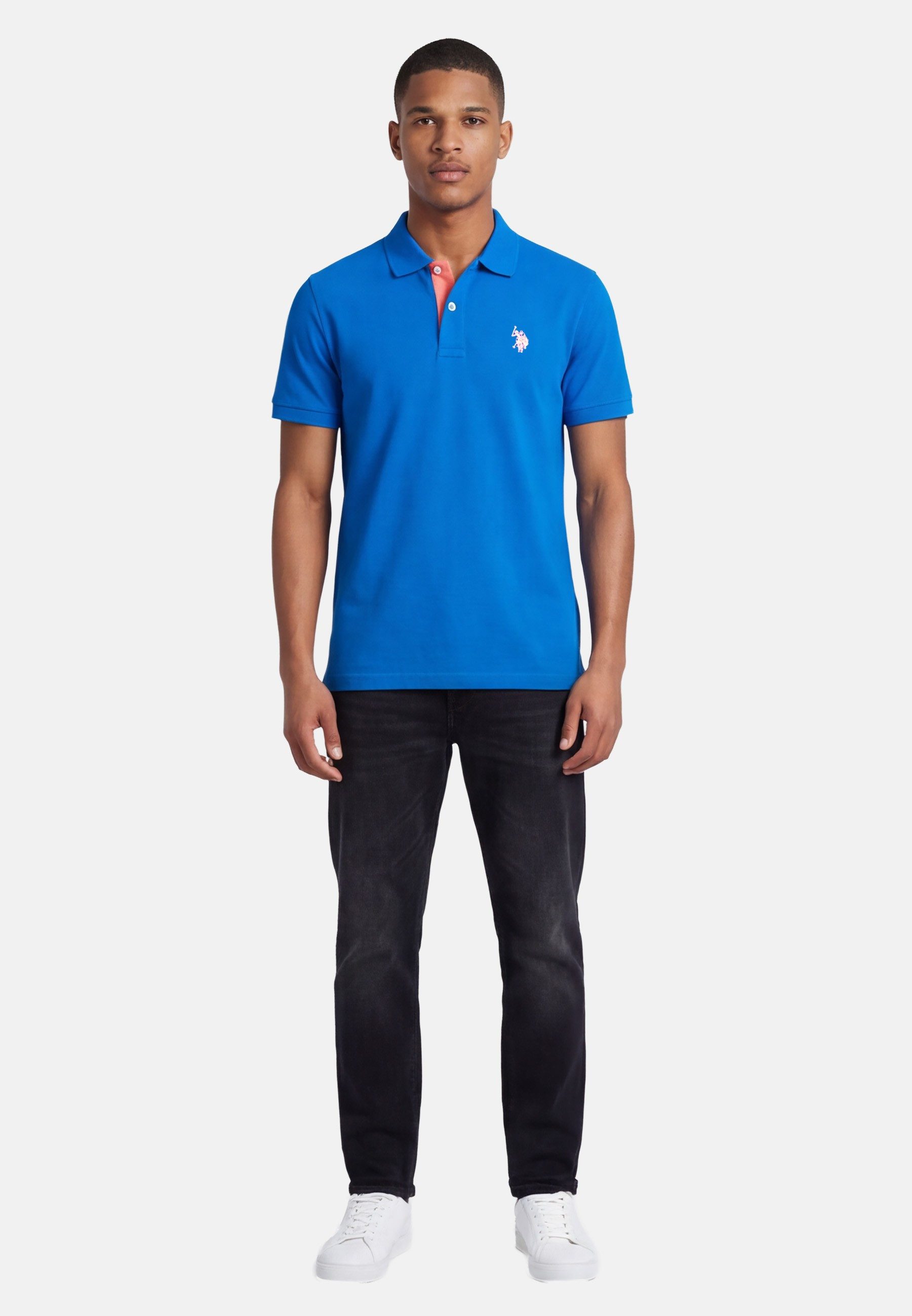U.S. Polo Assn. Poloshirt USRyyan Piqué Shirt aus Baumwolle Poloshirt mit Knopfleiste und Logostickerei