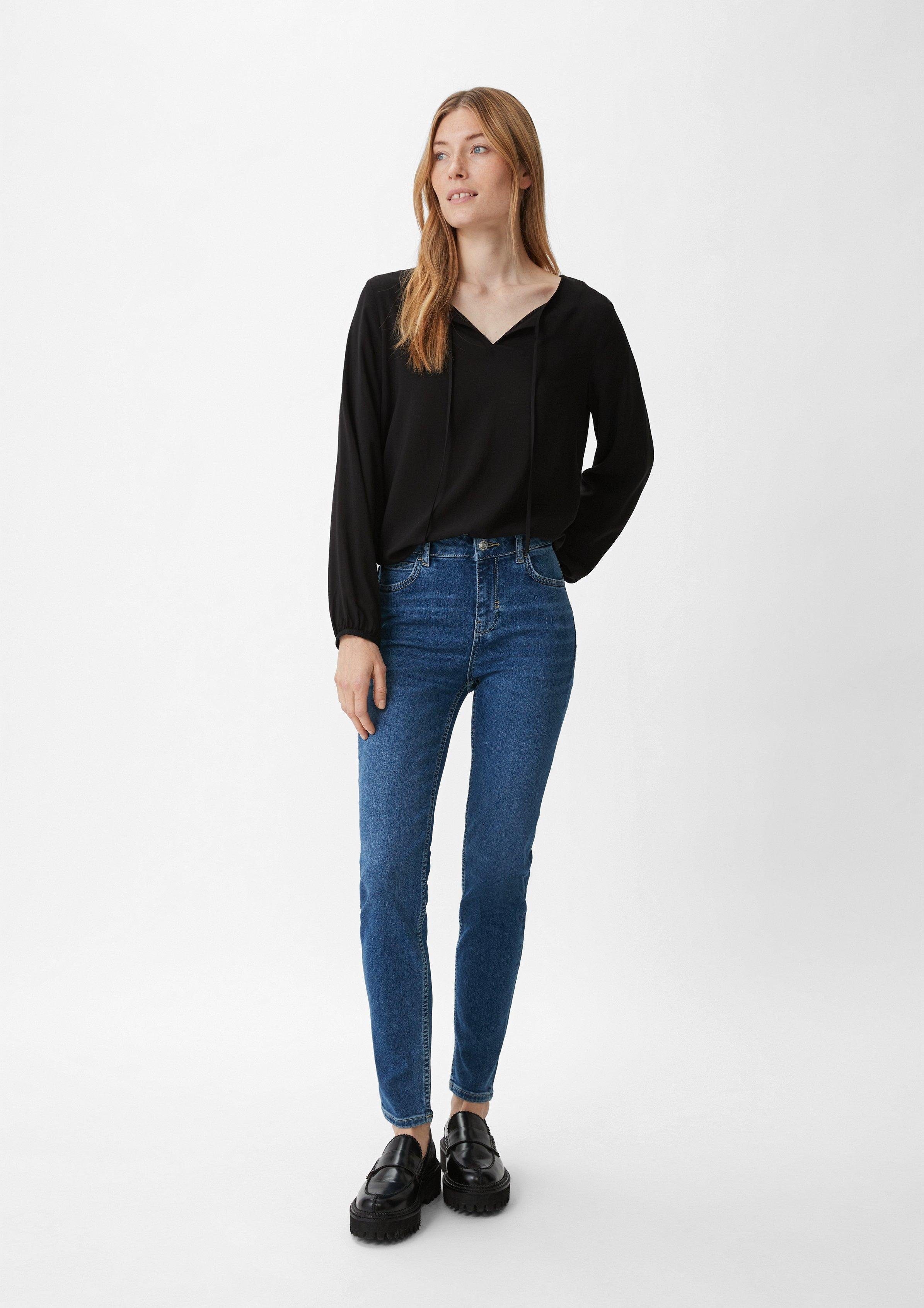 casual comma Waschung, mit Skinny: 5-Pocket-Jeans Waschung Leder-Patch identity Jeans