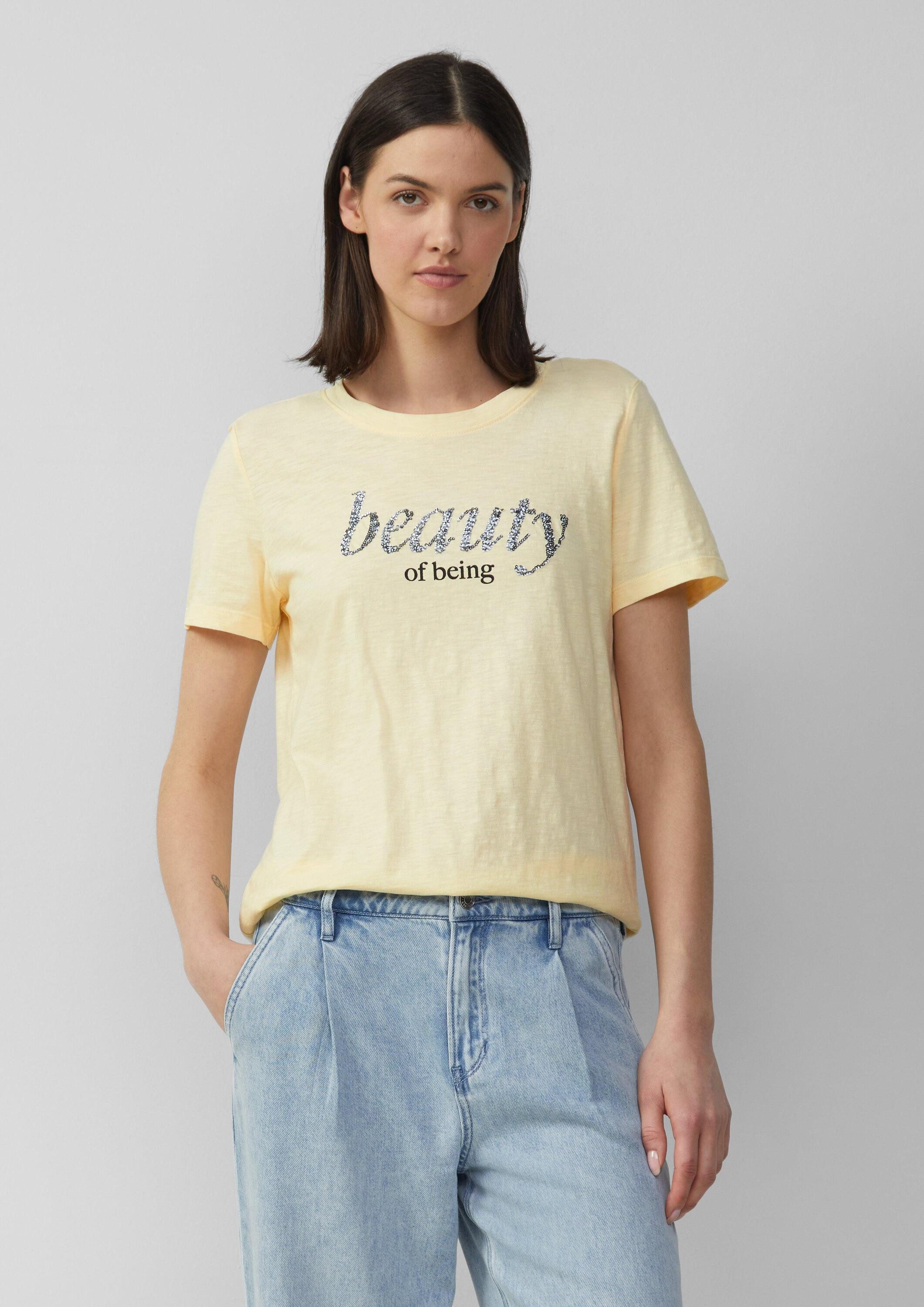 s.Oliver Kurzarmshirt T-Shirt Jersey-T-Shirt mit Schriftprint und Paillette günstig online kaufen