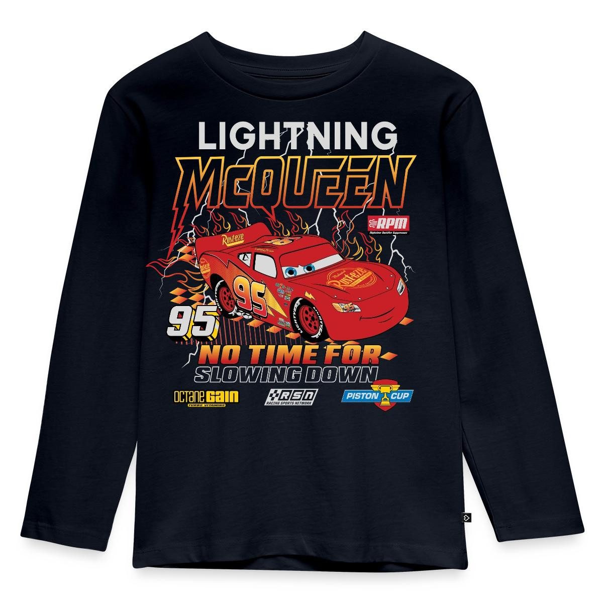 Spreadshirt T-Shirt Cars Lightning McQueen No Time For Slowing Down Kinder Premium Langarm (1-tlg) Normaler Schnitt für optimale Passform