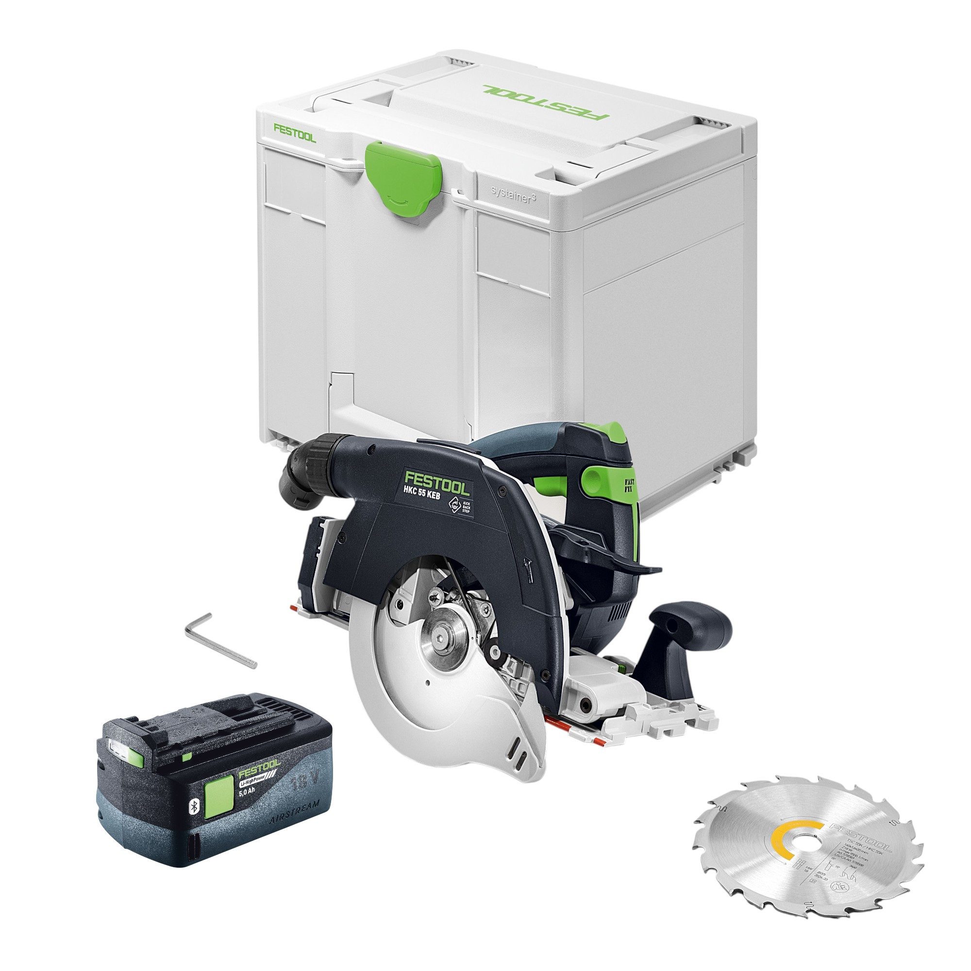 FESTOOL Akku-Handkreissäge HKC 55 KEB-Basic 18 V 160 mm Brushless + 1x Akku 5,0 Ah + Systainer