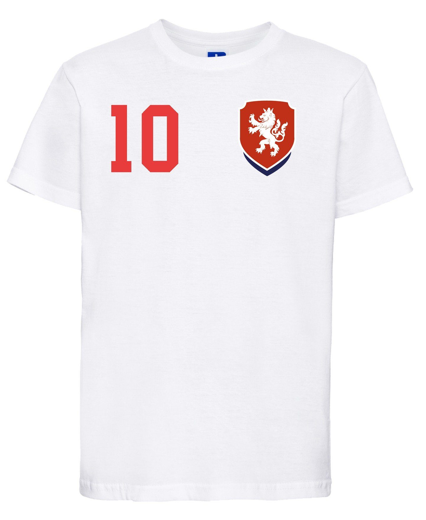 Youth Designz T-Shirt Tschechische Republik Kinder T-Shirt im Fußball Trikot Look mit trendigem Motiv Weiß