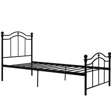 Merax Metallbett, Einzelbett 90x200 cm, Bettgestell mit Lattenrost, Jugendbett Kinderbett Gästebett