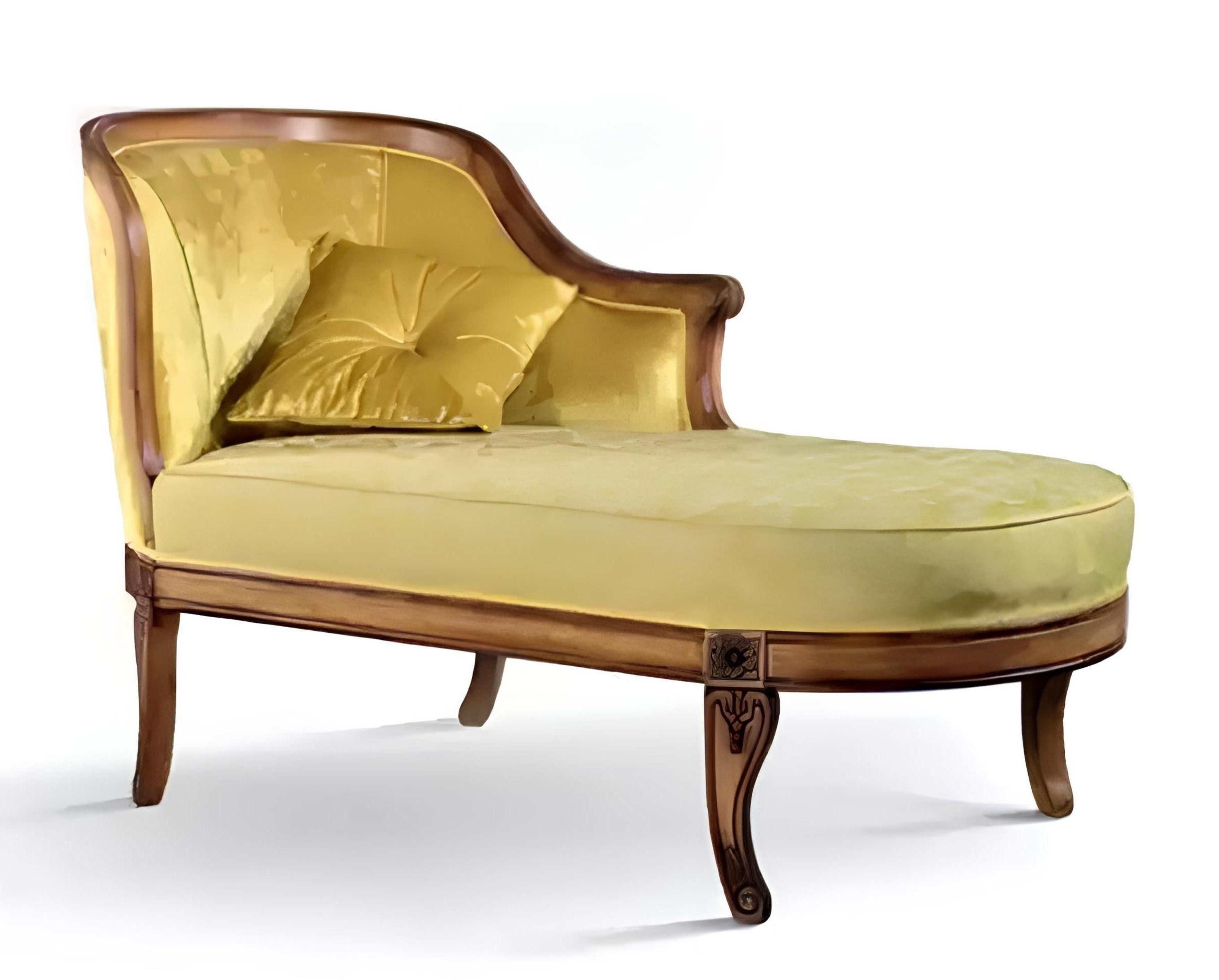 Xlmoebel Chaiselongue Neues klassisches gelbes Stoffsofa Liege Chaiselongue - Textil-Couch, Hergestellt in Europa