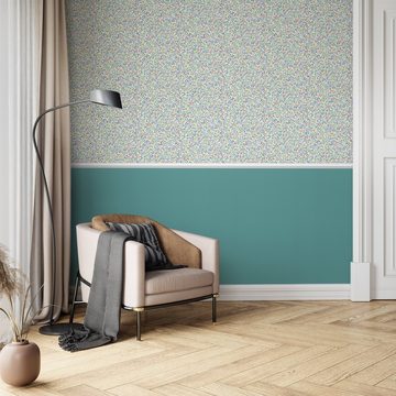 Newroom Vliestapete, Türkis Tapete Landhaus Punkte - Punktetapete Weiß Blau Romantisch Modern Pünktchen Polkadot für Wohnzimmer Schlafzimmer Büro