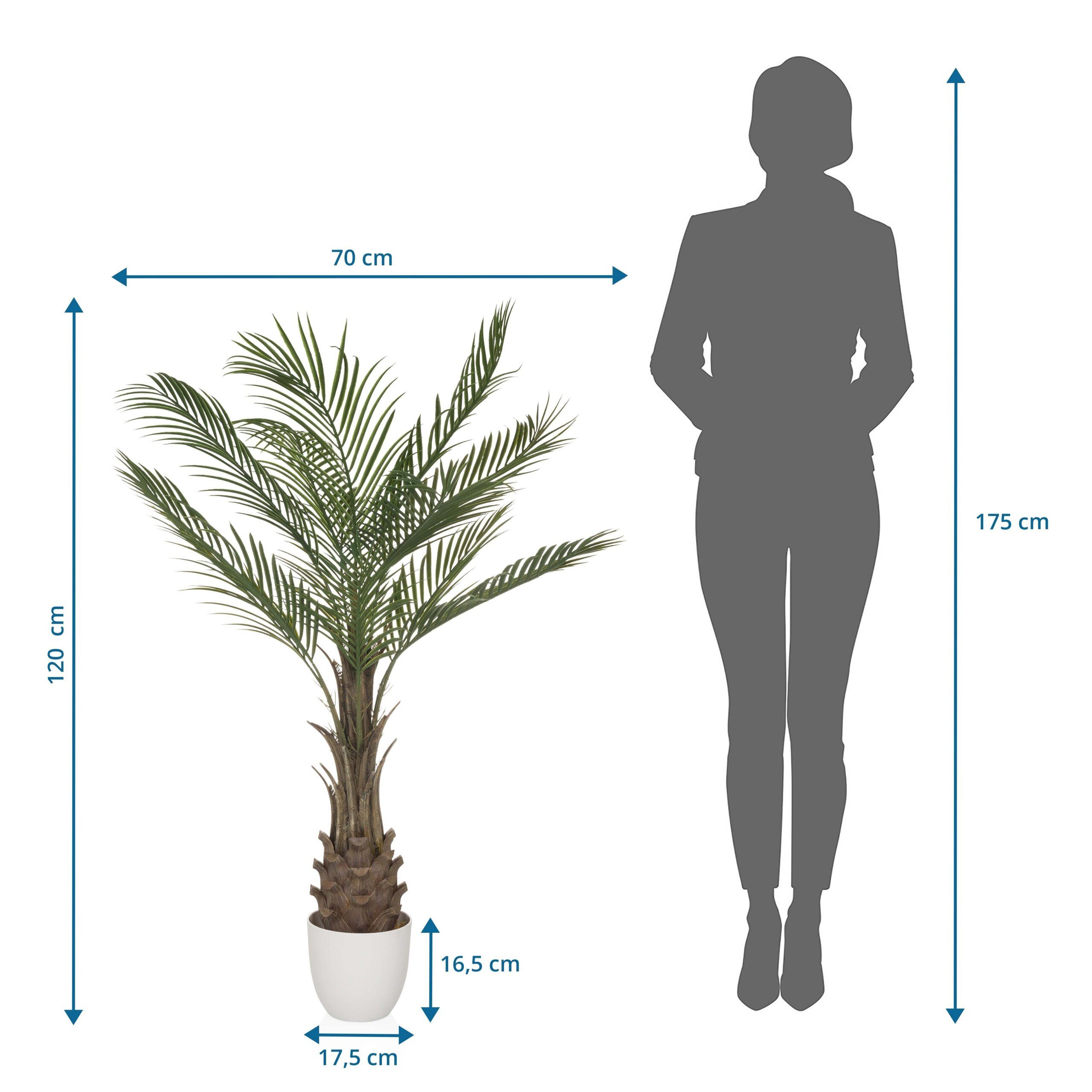 Kunstpflanze DRACAENA Künstliche Pflanze Höhe 120.0 cm Drachenbaum, hjh OFFICE, Höhe 120.0 cm, Künstliche Pflanze Zimmerpflanze im Topf, Drachenbaum, Palme