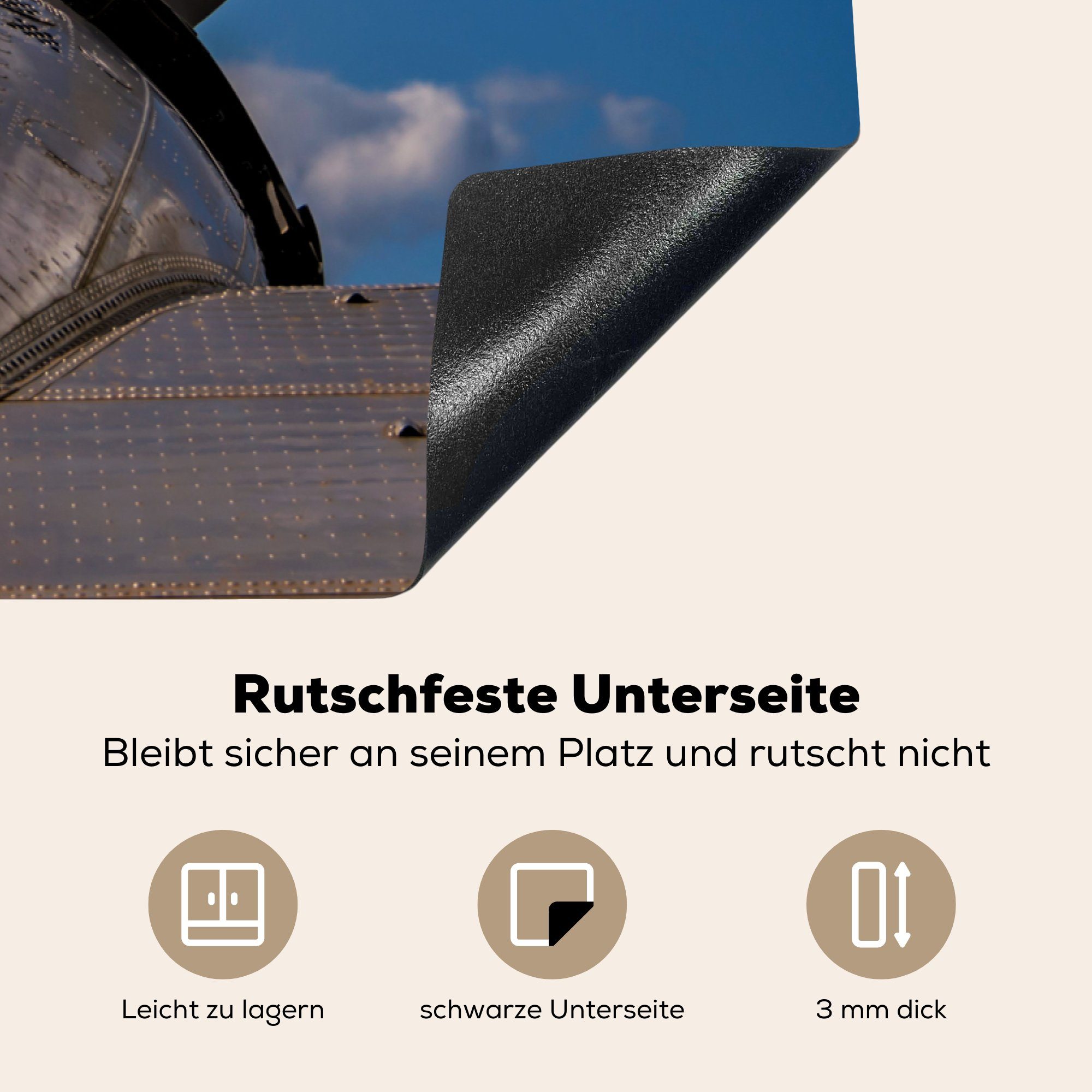 (1 Herdblende-/Abdeckplatte für Vinyl, die cm, tlg), Ceranfeldabdeckung DC3-Flugzeugpropeller, Induktionskochfeld Schutz Alter küche, 81x52 MuchoWow