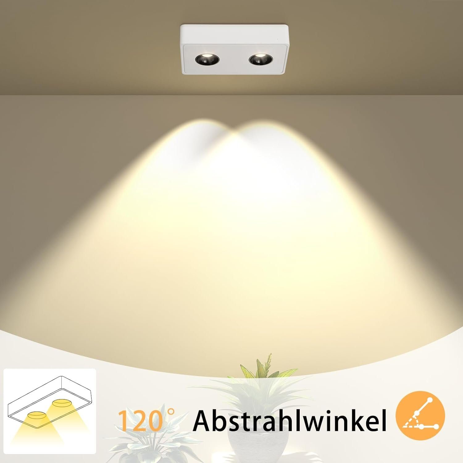 ZMH LED Deckenstrahler Spots LED Aufputz - Aufbaustrahler mit 2 Flammig Deckenspots 14W, Modern Spotbaken Flach Aufbauspot für Küche