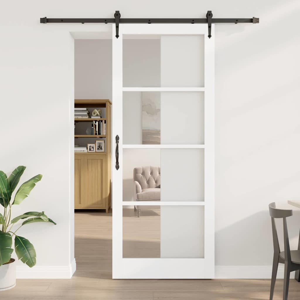 vidaXL Haustür Schiebetür Weiß und Schwarz 93 x 232 cm (1-St)