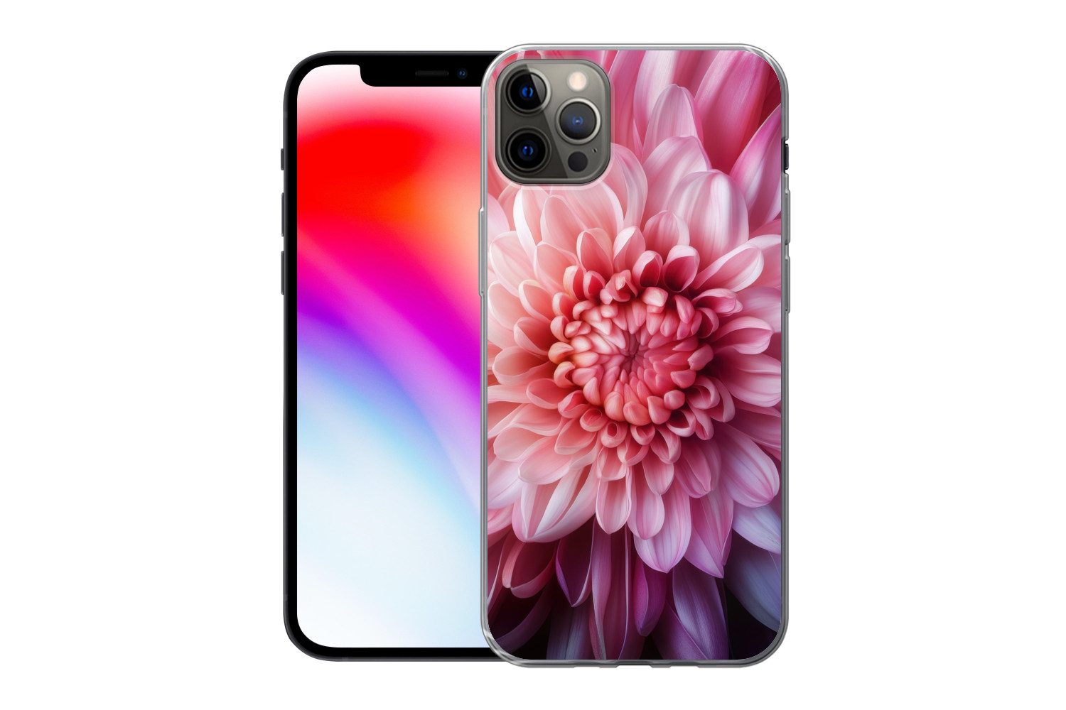 MuchoWow Handyhülle für Apple iPhone 13 Pro Max Dahlie - Blume - Nahaufnahme - Rosa, Smartphone-Bumper, Print, Handy Schutzhülle Dünn