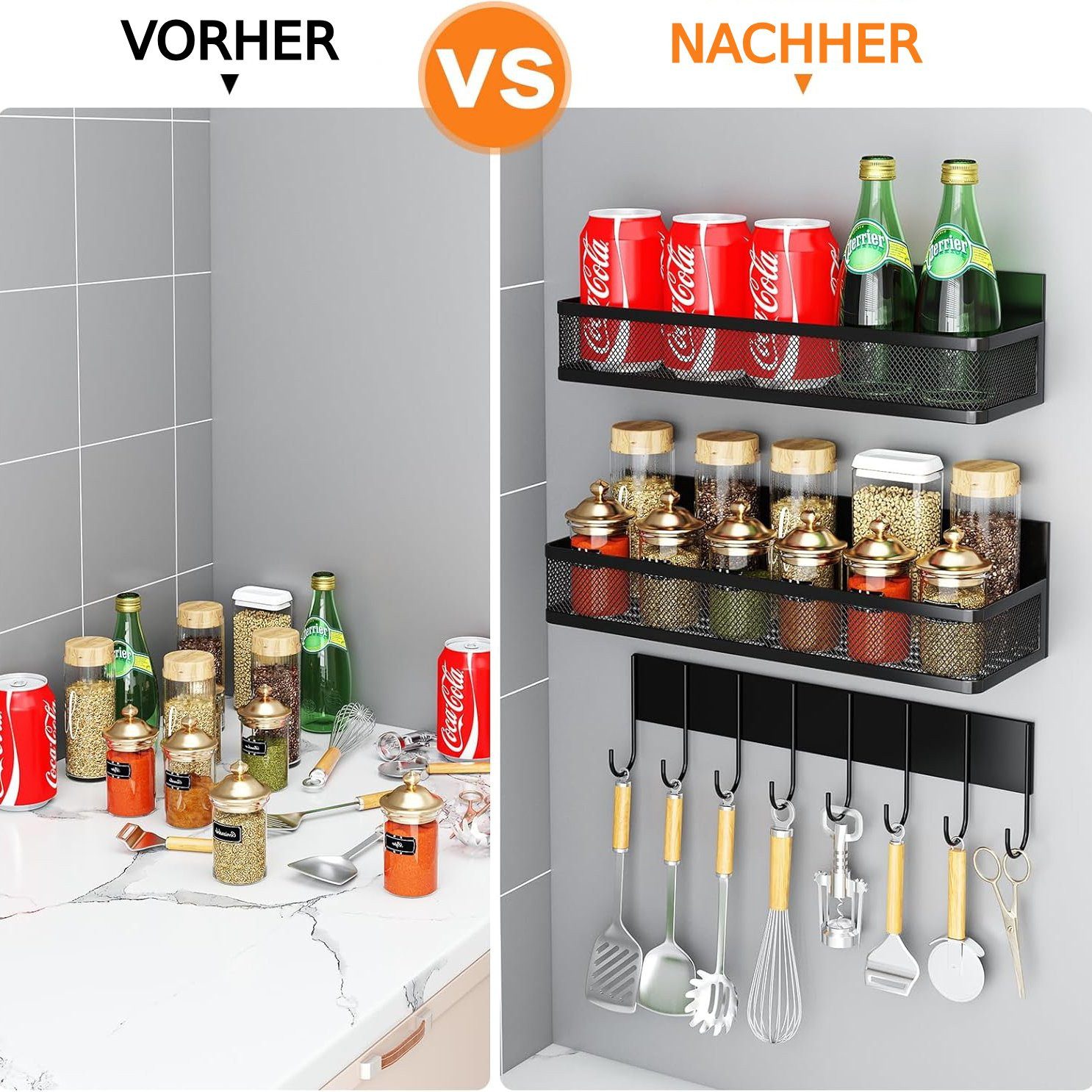 ibettertec Gewürzregal Küchenregal Ablageregal Kühlschrankregal Magnetische günstig online kaufen