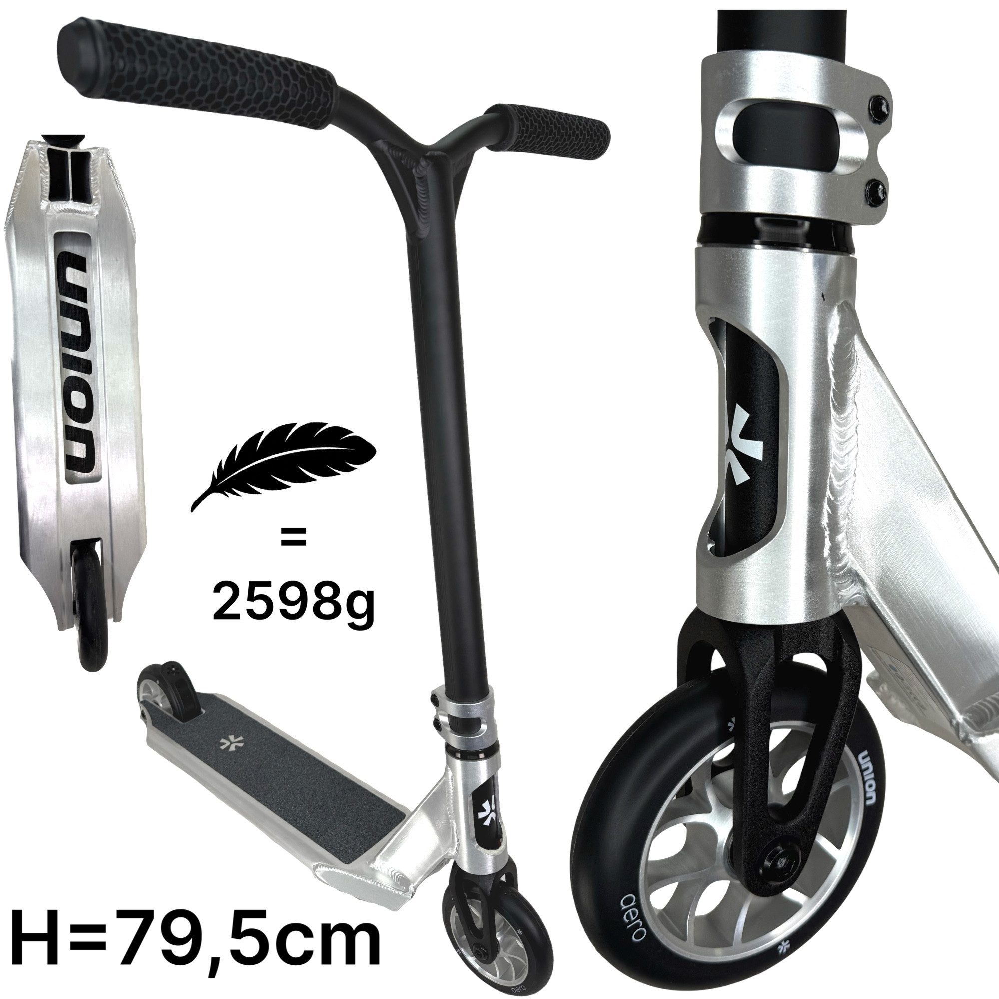 Union Stuntscooter Union Aero S Stunt Scooter H=79,5cm 2,59kg Silber