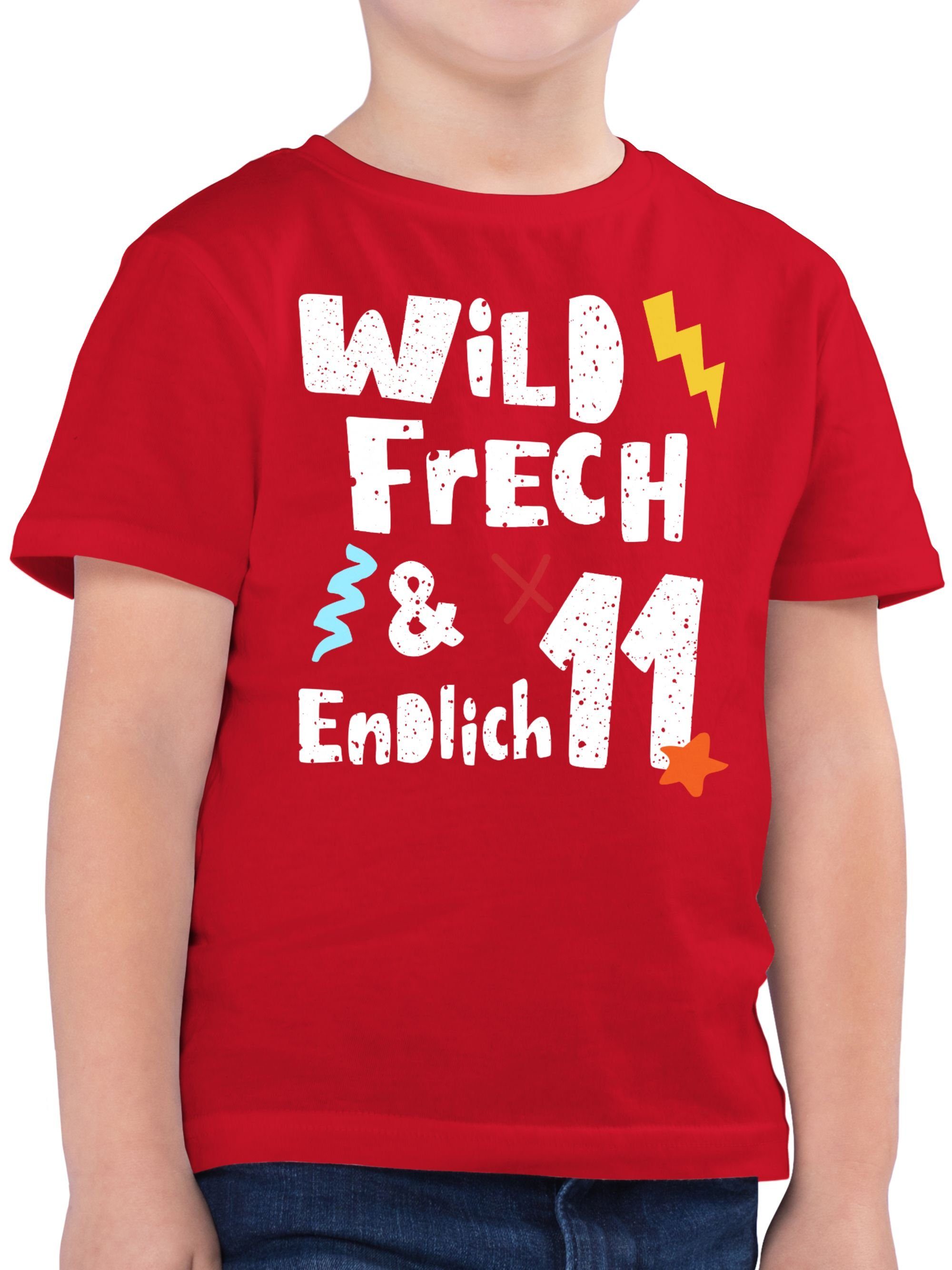 Shirtracer T-Shirt Wild frech und endlich 11 - Elf Jahre Wunderbar 11. Geburtstag 03 Rot
