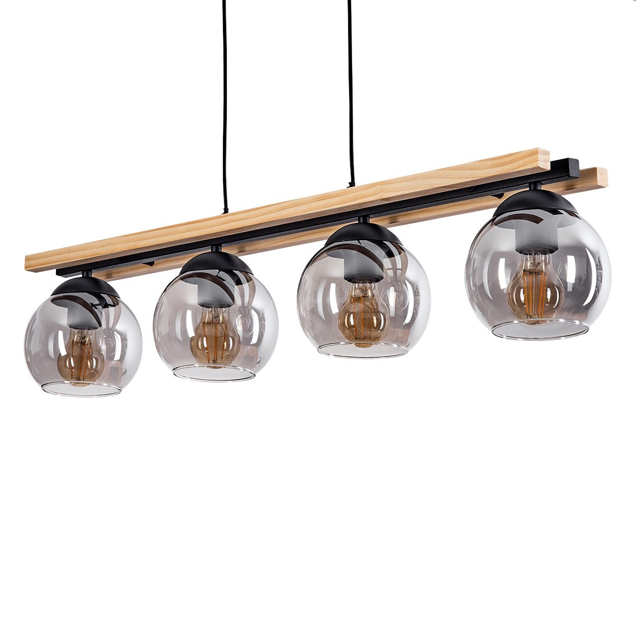 hofstein Pendelleuchte Hängelampe aus Metall/Holz/Glas in Schwarz/Natur/Rau günstig online kaufen