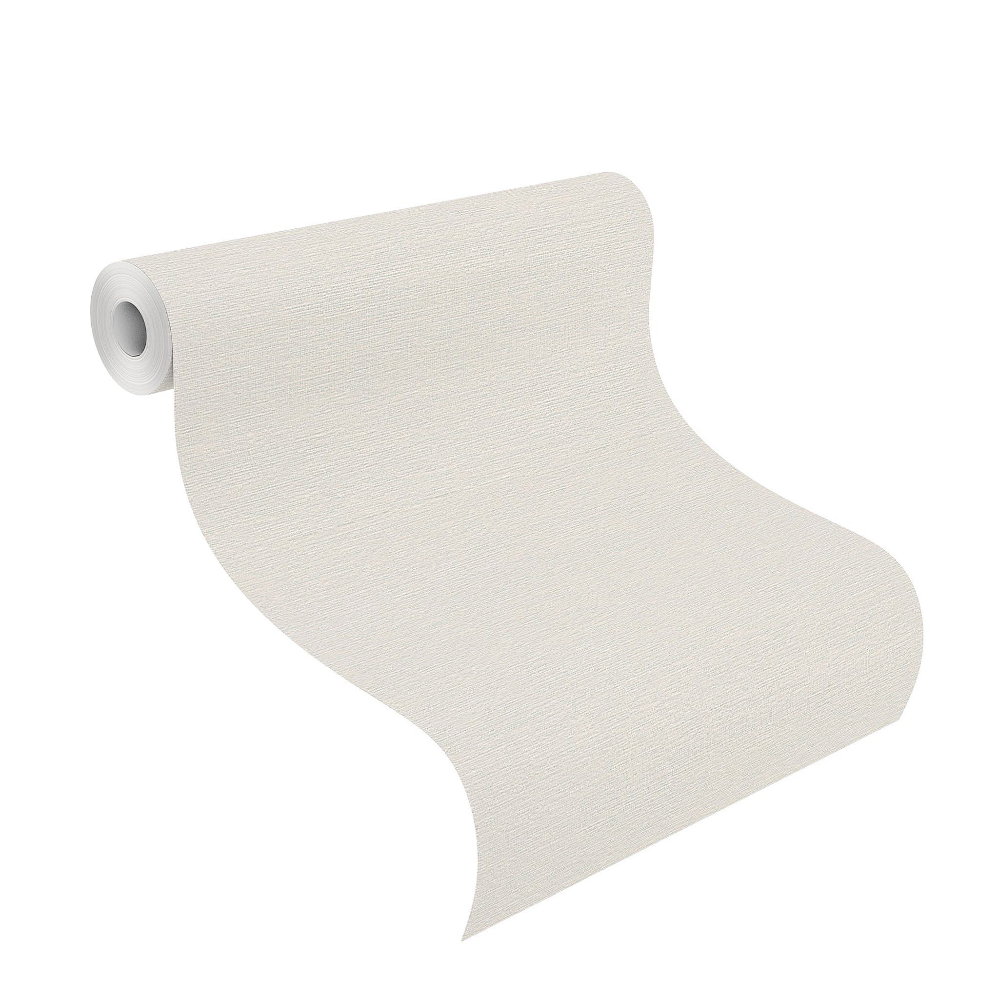 Rasch Vliestapete Leinenstruktur in Creme-Weiß - Einfabrig - my moments, strukturiert, einfarbig, uni, Leinenoptik, Strukturmuster, unifarben, Ton-in-Ton, (1 St), textile Struktur