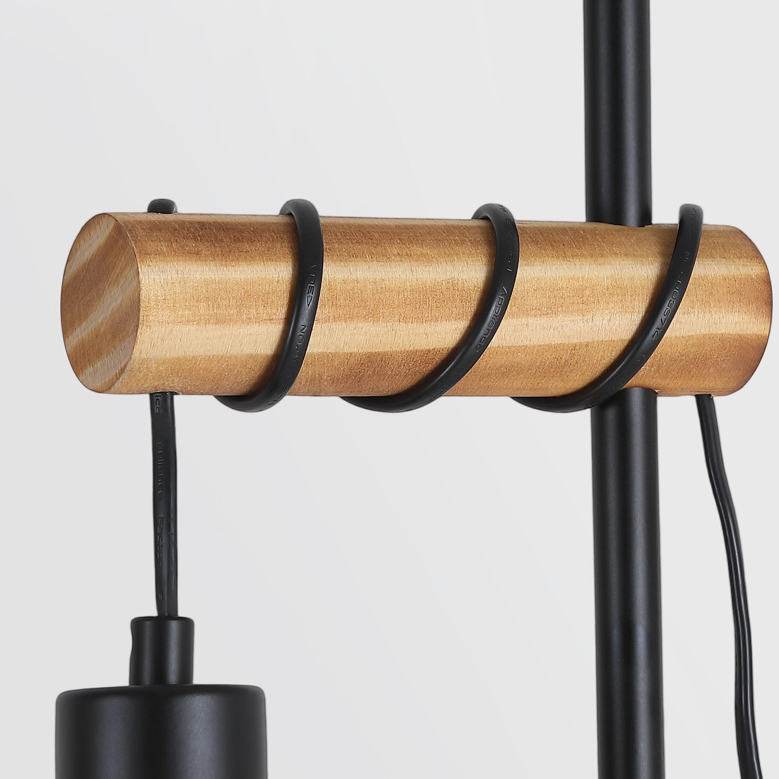 Nettlife Stehlampe Wohnzimmer Holz E27 Stehleuchte Vintage Schwarz Metall 152cm, mit Kippschalter, LED wechselbar, für Wohnzimmer, Schlafzimmer, Arbeitszimmer, Esszimmer