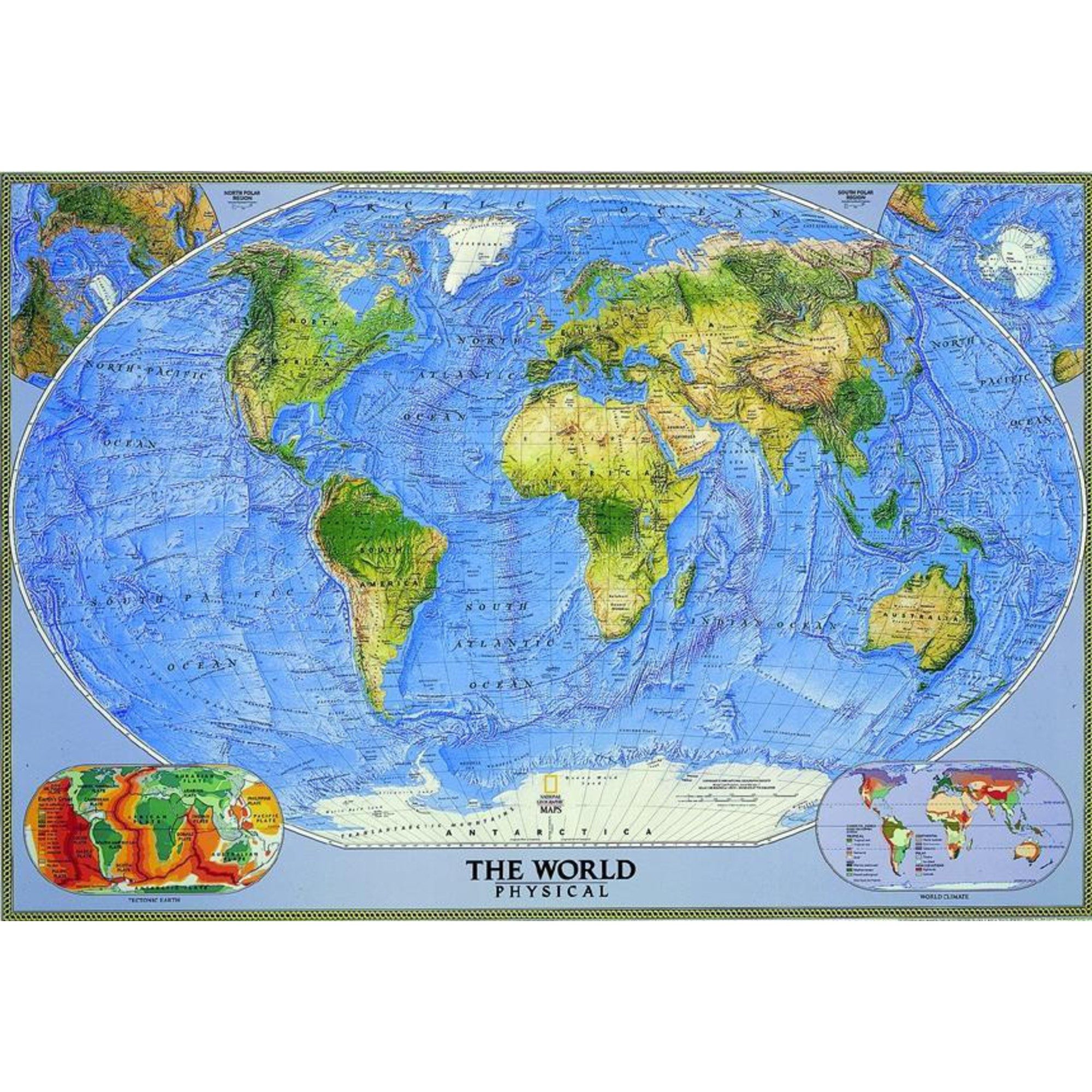 NATIONAL GEOGRAPHIC Wandbild National Geographic Physische Weltkarte groß