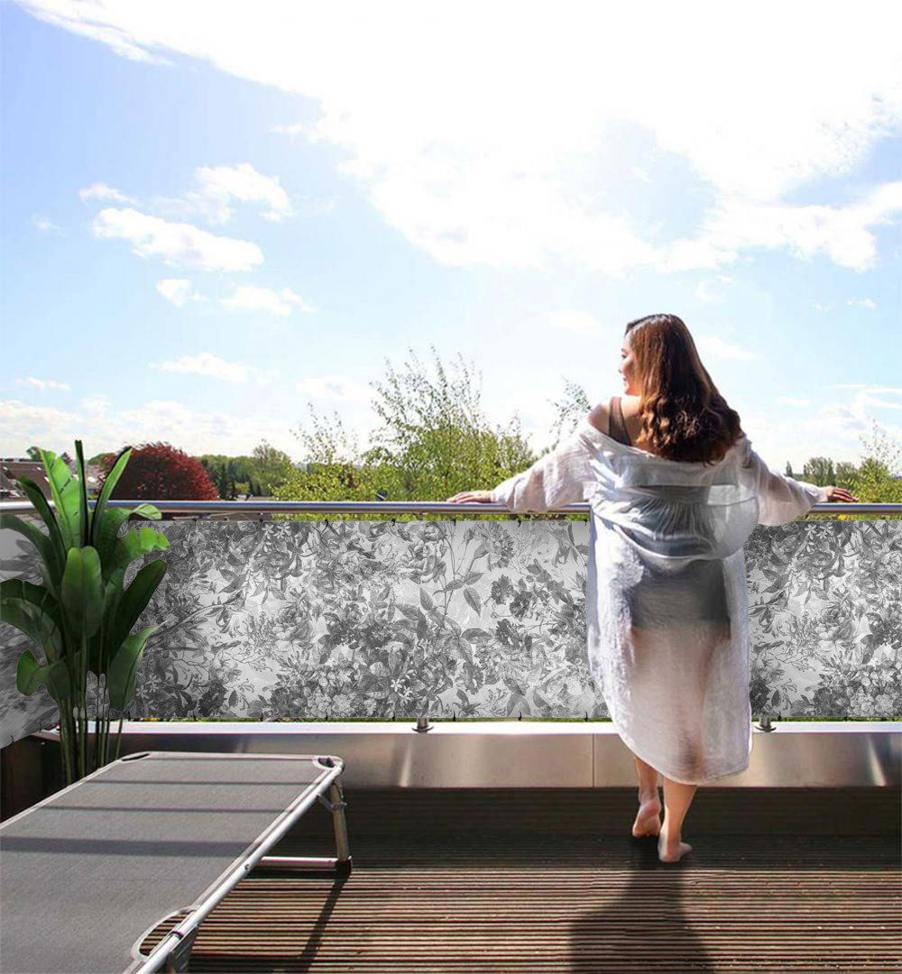 MyMaxxi Sichtschutzelement Balkonbanner Vintage weißes Blumenbeet Balkon Sichtschutz Garten, (Bambus grün)