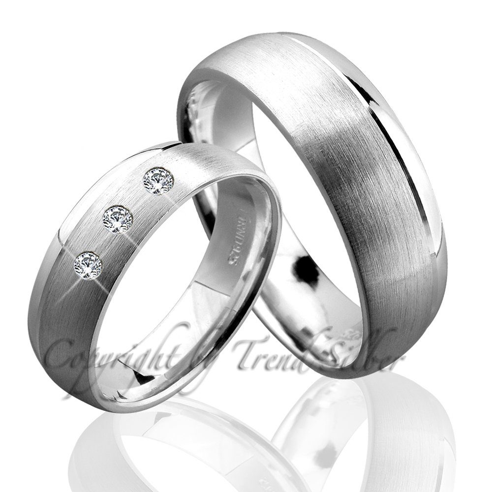 Trauringe123 Trauring Hochzeitsringe Verlobungsringe Trauringe Eheringe Partnerringe aus 925er Silber mit Stein, J52
