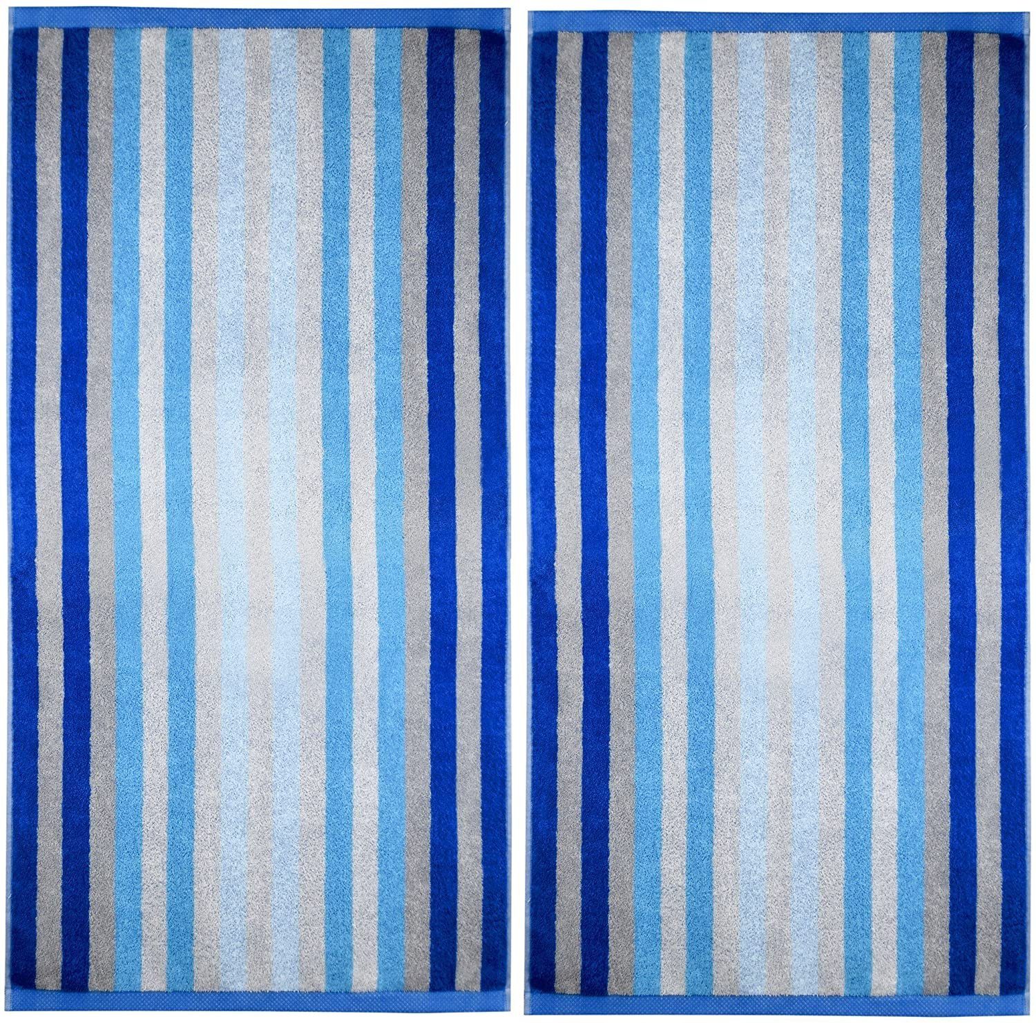 Lashuma in (2-tlg), Set Saugstarke Badetücher Streifen Pure, blau Handtuch 70x140 Frottee, cm