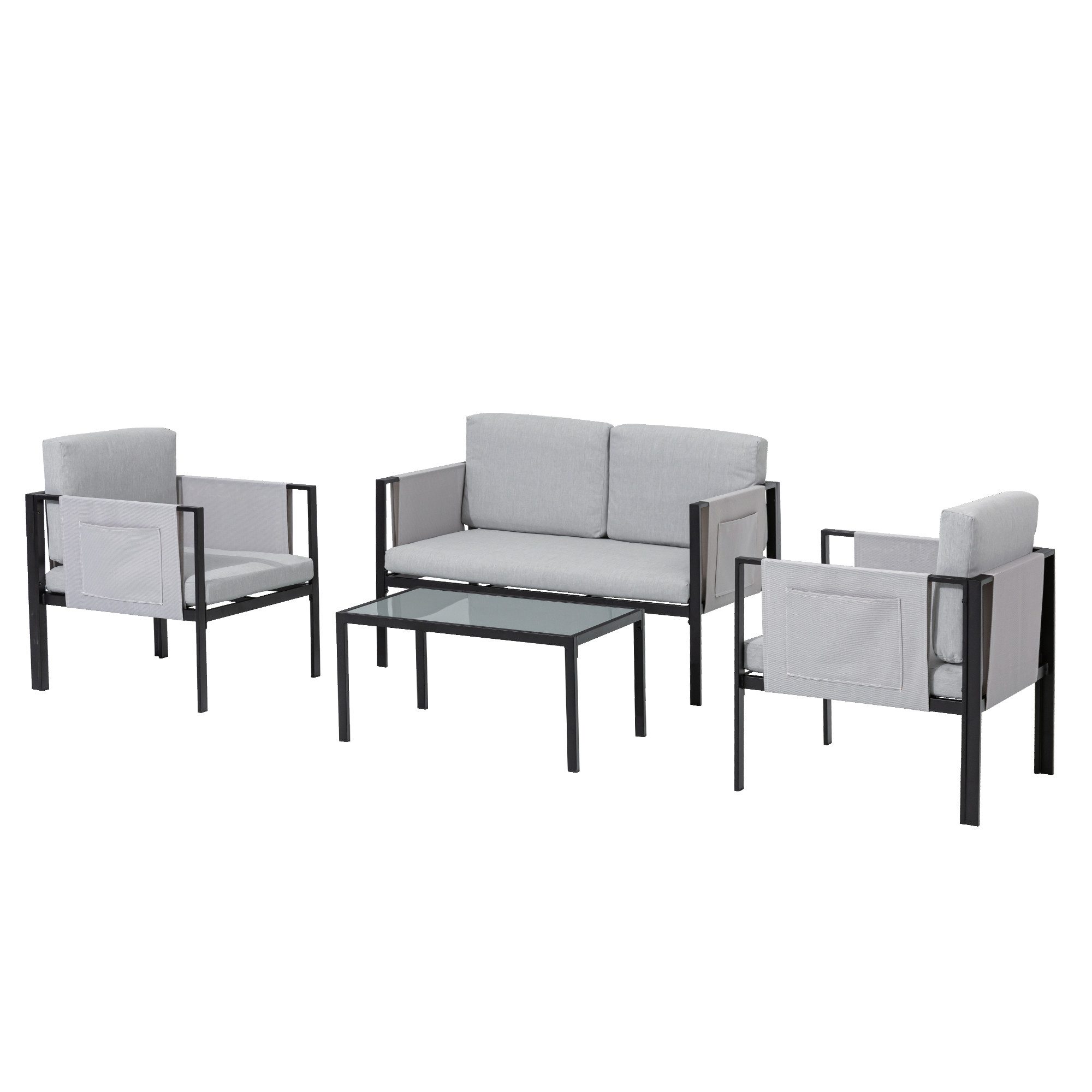 MANDALIKA Garden Gartenlounge-Set Lounge Set Kos, Intigrierte Seitenfächer
