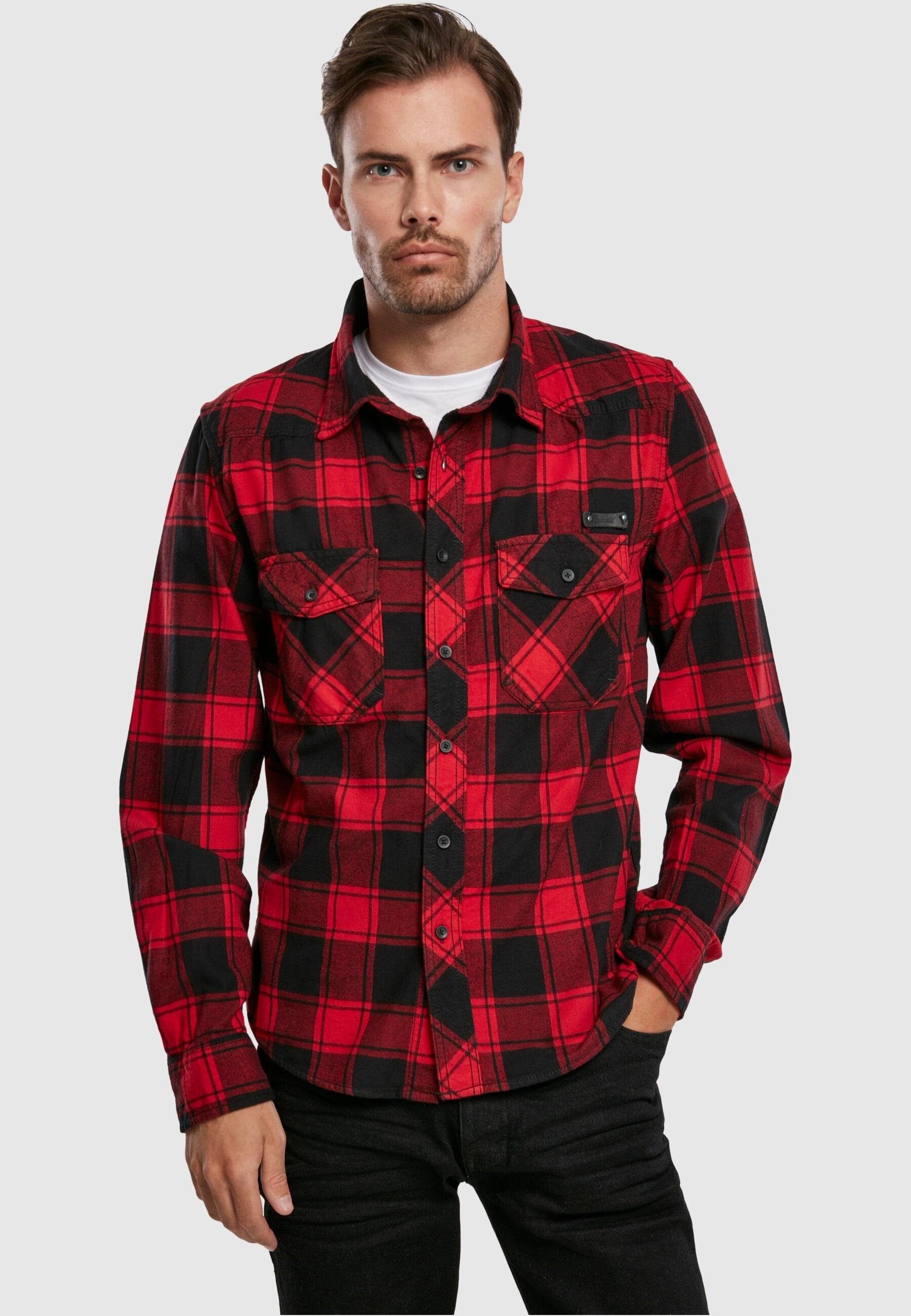 Brandit Herren Checked Langarmhemd Shirt (1-tlg) red-black