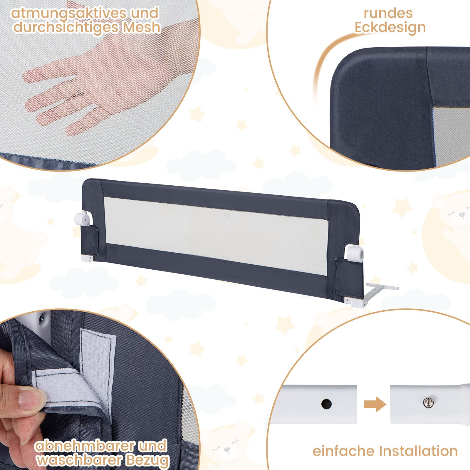 COSTWAY Bettschutzgitter Bettgitter, Babybettgitter, 150 x 42 cm günstig online kaufen