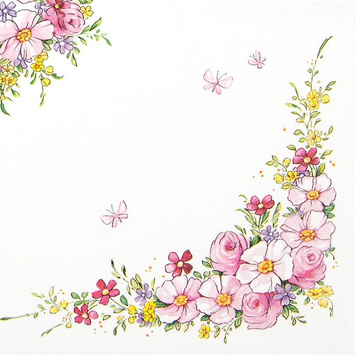 H-Erzmade Einweggeschirr-Set 20 Servietten - Cute Flowers - 33x33cm - 3-lagig Papier