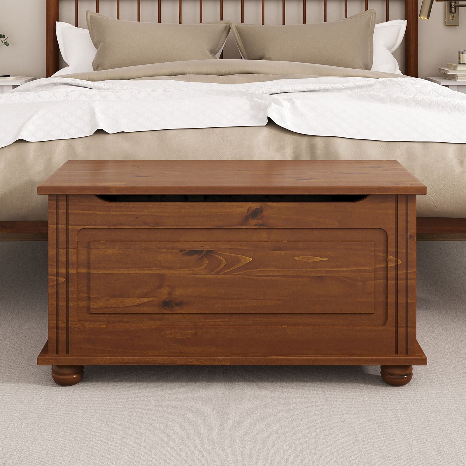 IDIMEX Sitztruhe BRISTOL, Truhenbank im Landhausstil aus Massivholz Kastanie Finish