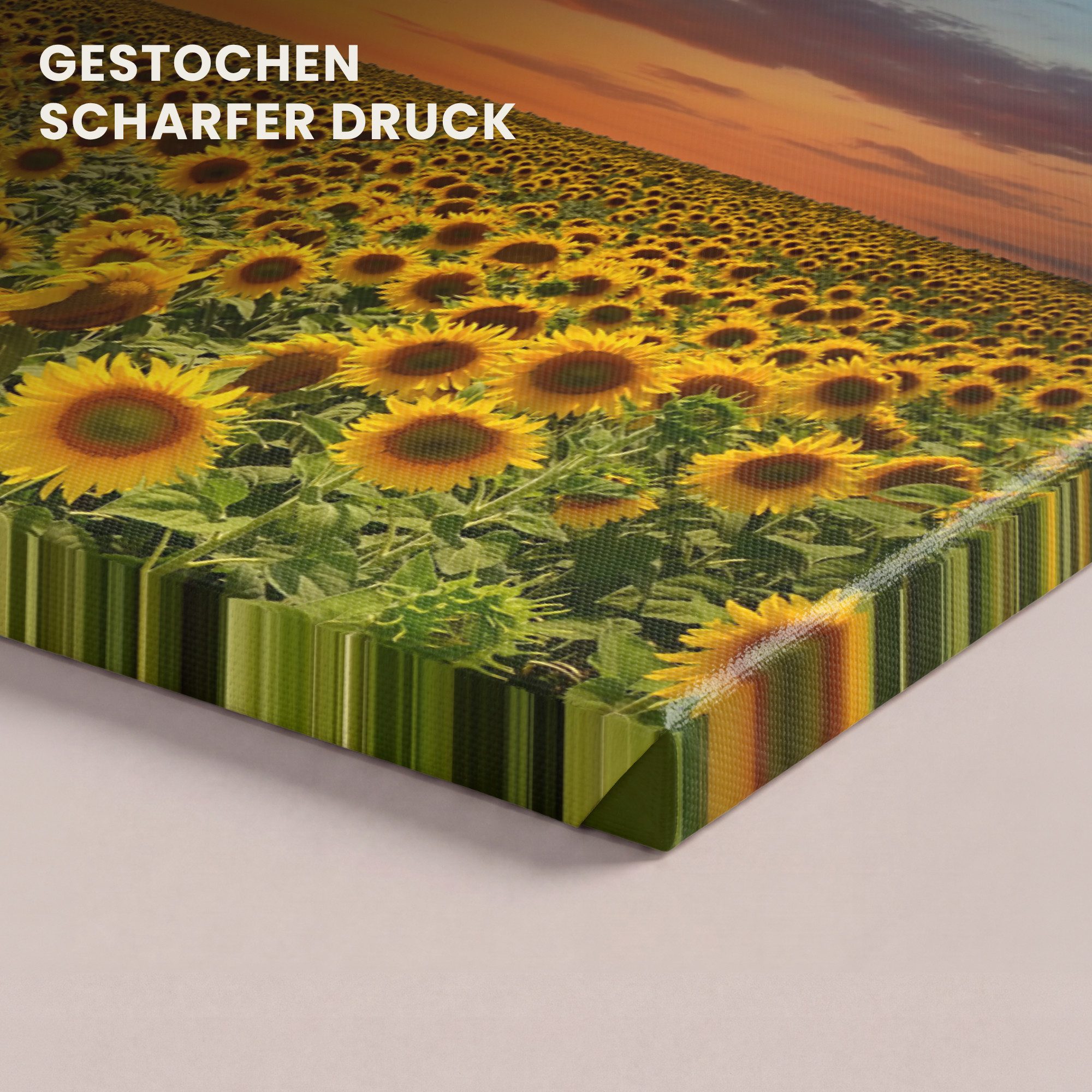 OneMillionCanvasses® Leinwandbild Blumen – Sonnenblume – Sonnenuntergang – Nacht – Orange, Fotodruck (1 St), Leinwand Bilder Klein, Wand Dekoration Aesthetic 30 – Bild 3 von 5