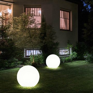 etc-shop LED Gartenleuchte, LED-Leuchtmittel fest verbaut, 2er Set LED Außen Leuchten Solar Kugel Strahler Terrassen Garten