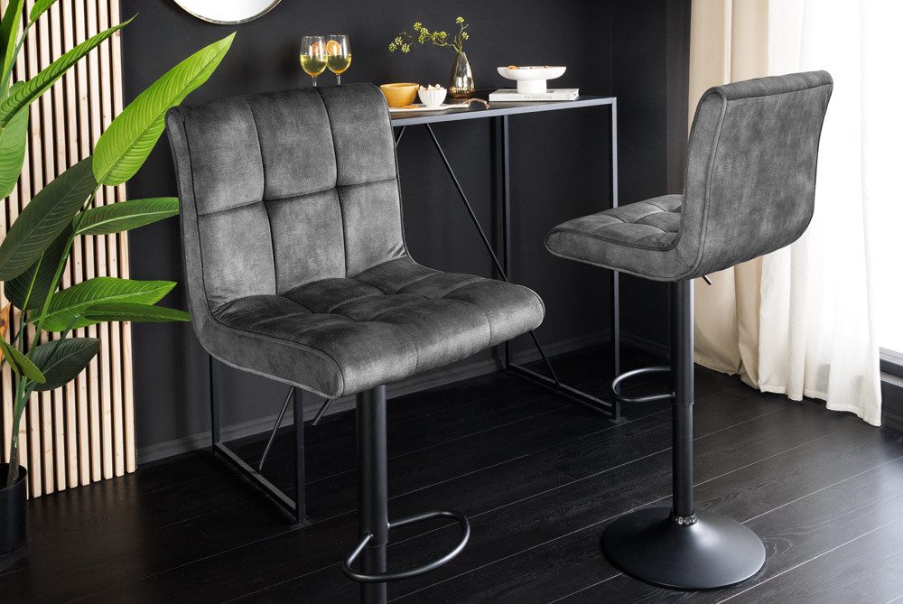 riess-ambiente Barhocker MODENA grau / schwarz - Samt, Metall, drehbar, höh günstig online kaufen