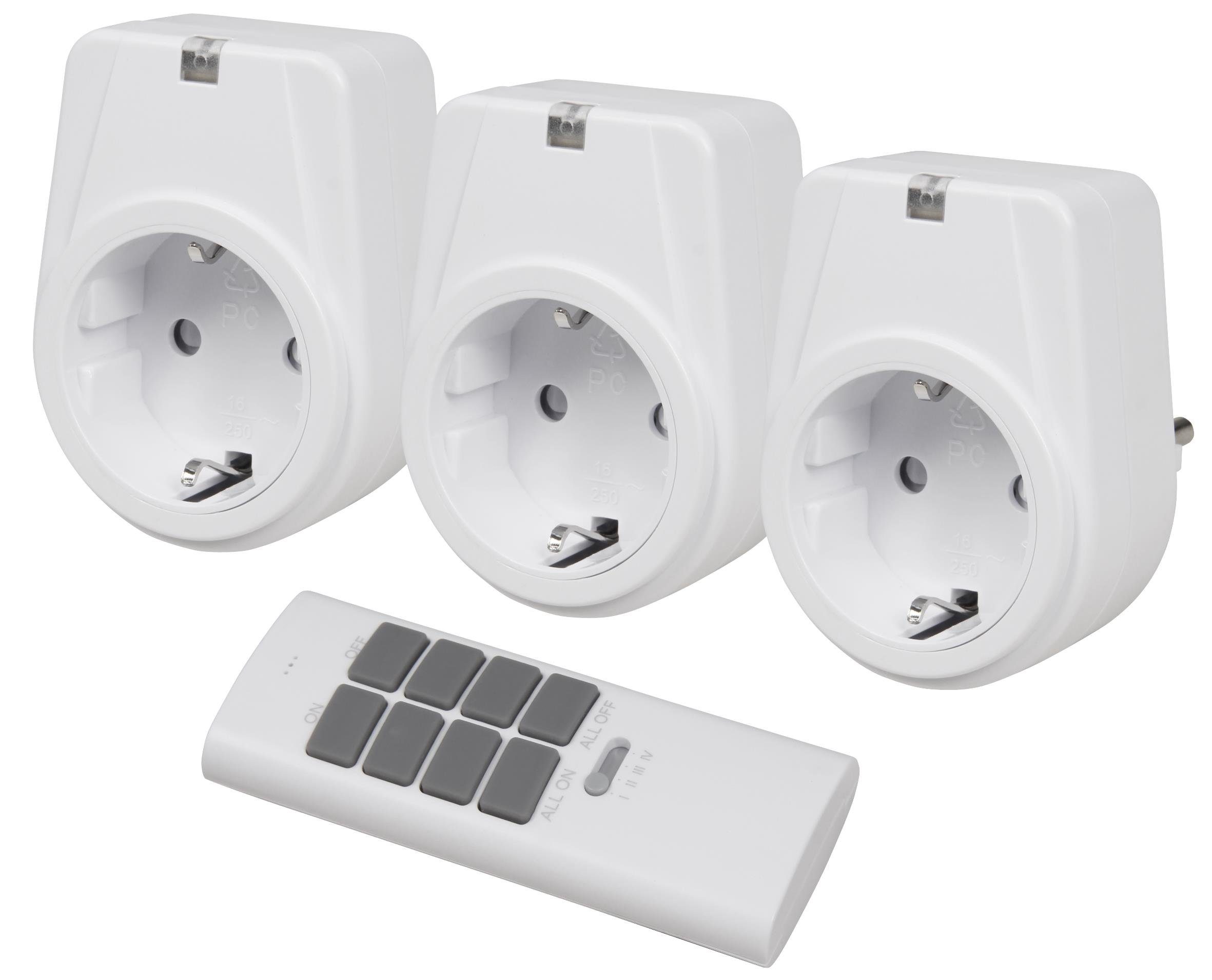 Funksteckdose Funksteckdosen-Set McPower Comfort 3 Steckdosen + 1 Fernbedienung