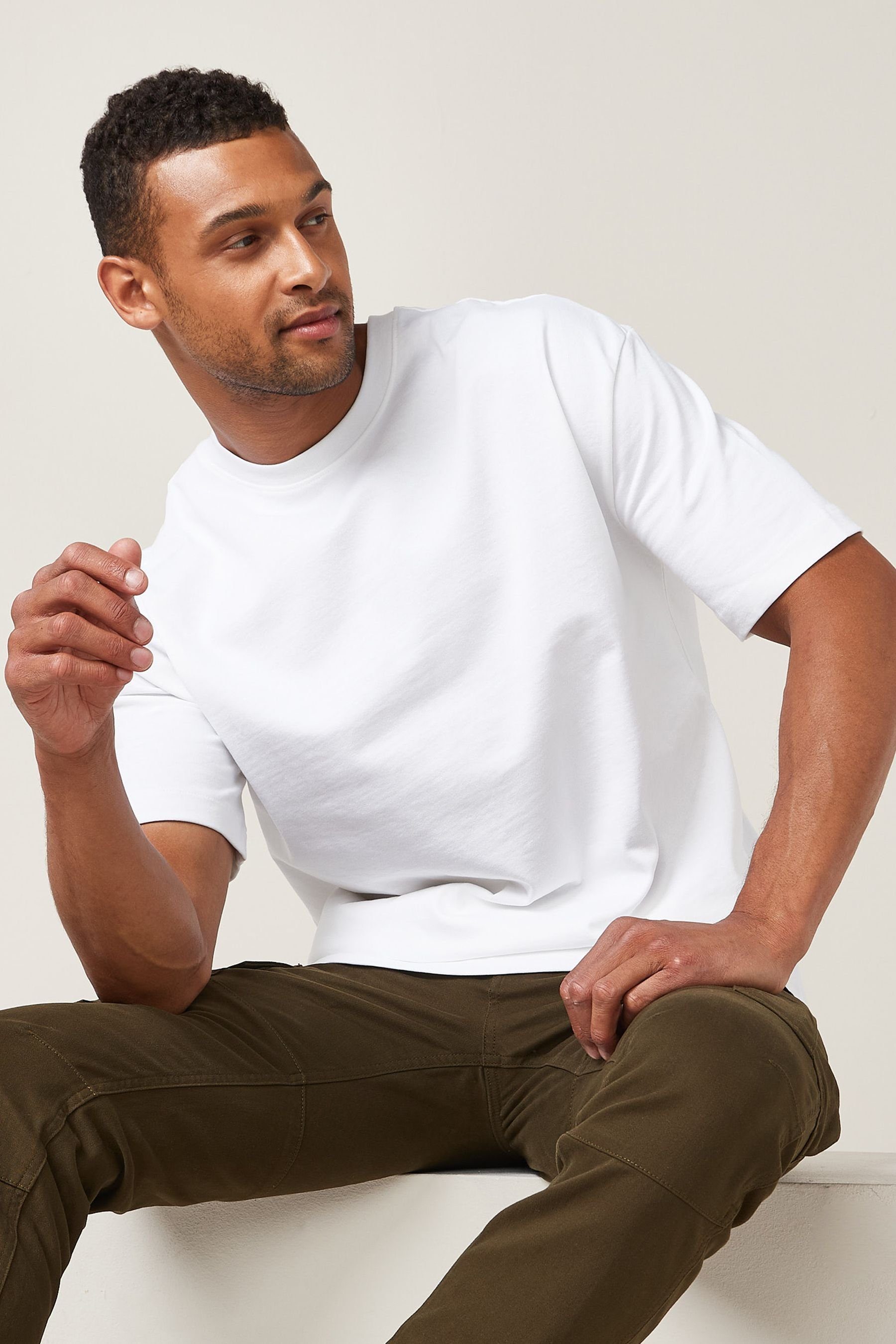 Next schweres Print-Shirt Relaxed (1-tlg) T-Shirt White Fit,