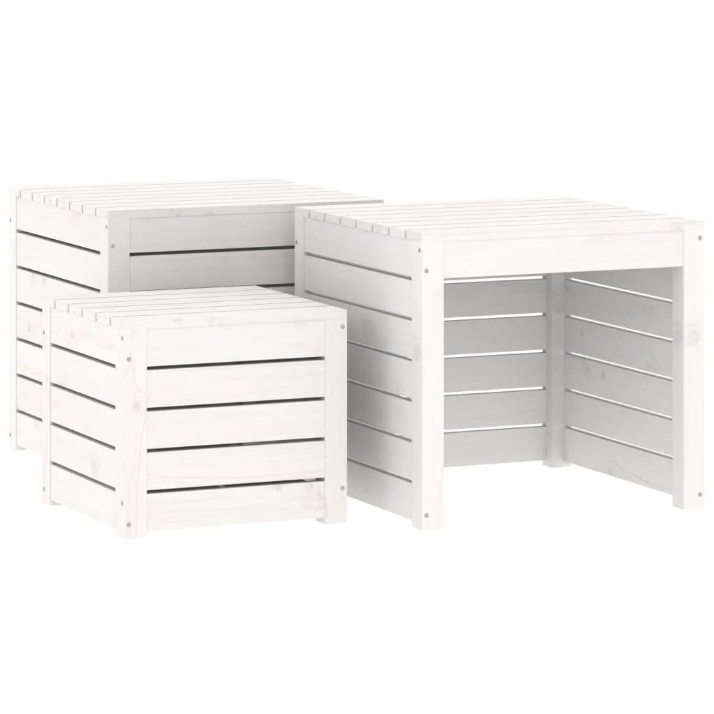Kiefer 4-tlg Massivholz Weiß vidaXL Auflagenbox Gartenbox-Set