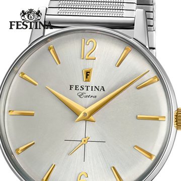 Festina Quarzuhr Festina Herren Uhr F20250/2 Analog, Herren Armbanduhr rund, Edelstahlarmband silber