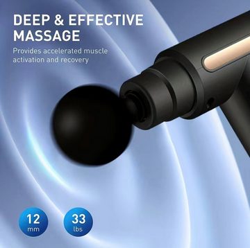 DENU-Home Massagepistole Massage Gun Massagegerät 6 Stufen Schwarz-Gold, Für fast alle Massagetypen geeignet