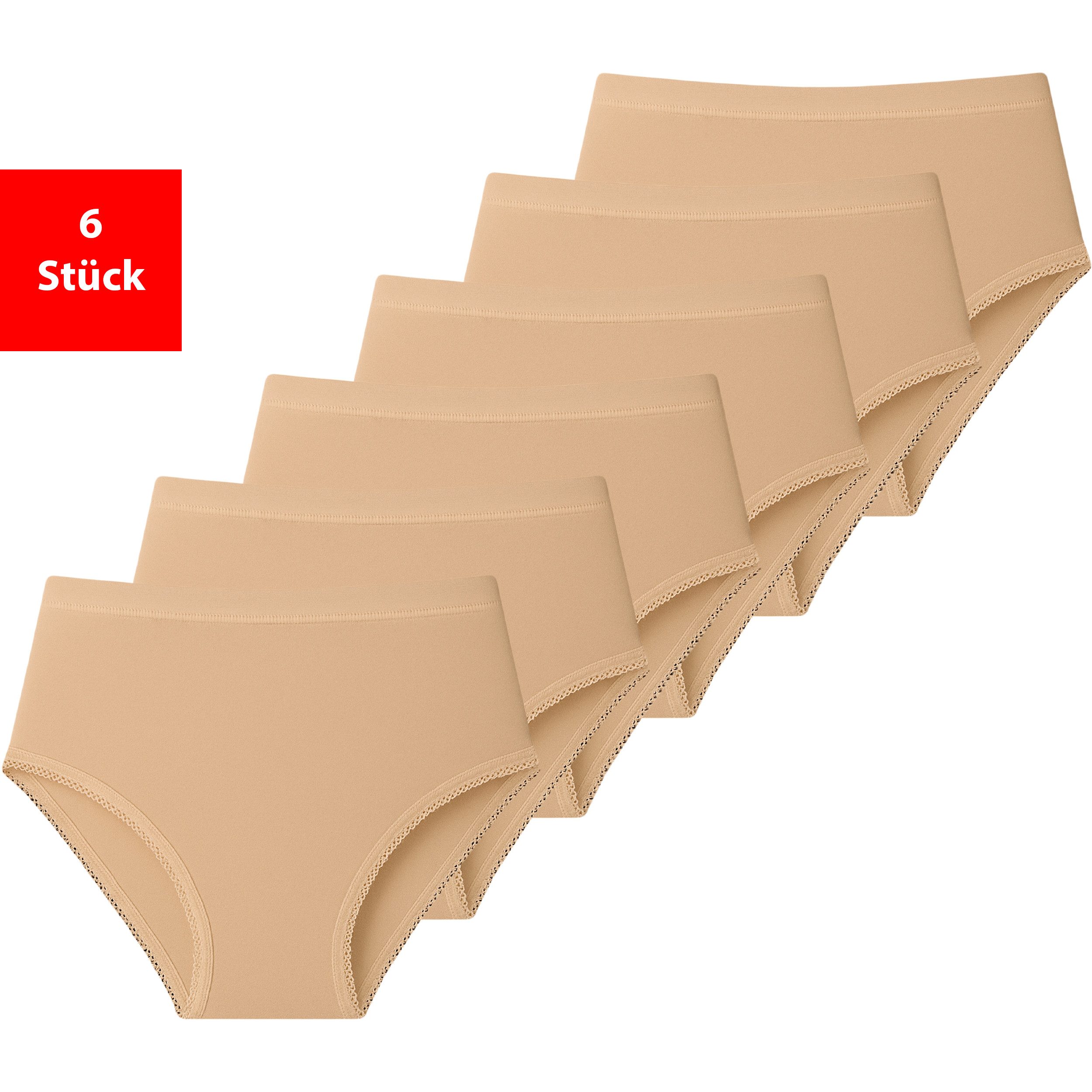 Fashionschmiede Taillenslip Damen Slip im 3 - 6er Pack Baumwolle Unterhose Schlüpfer Maxislip (Packung, 6-St., 6er-Pack) 95 % Baumwolle · Elastisch · Bequem · Atmungsaktiv