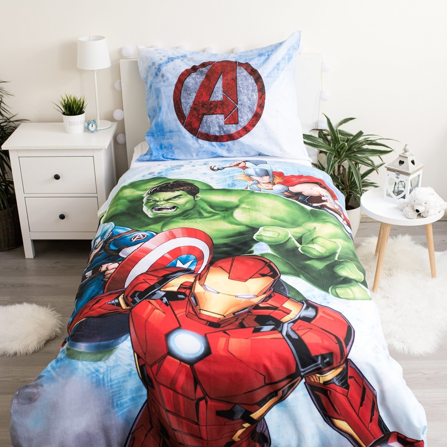 Bettwäsche Marvel Avengers Bettwäsche Kopfkissen Bettdecke für 135x200,  MARVEL, Baumwolle
