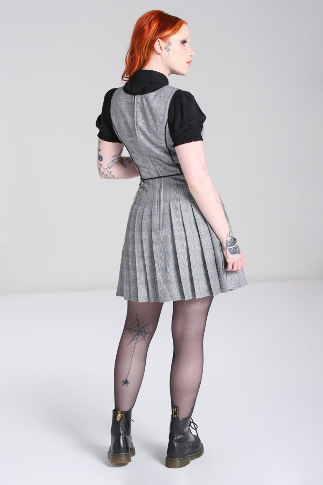 Hell Bunny A-Linien-Kleid Mina Pinafore Dress Vintage Plisseekleid Schürzenkleid