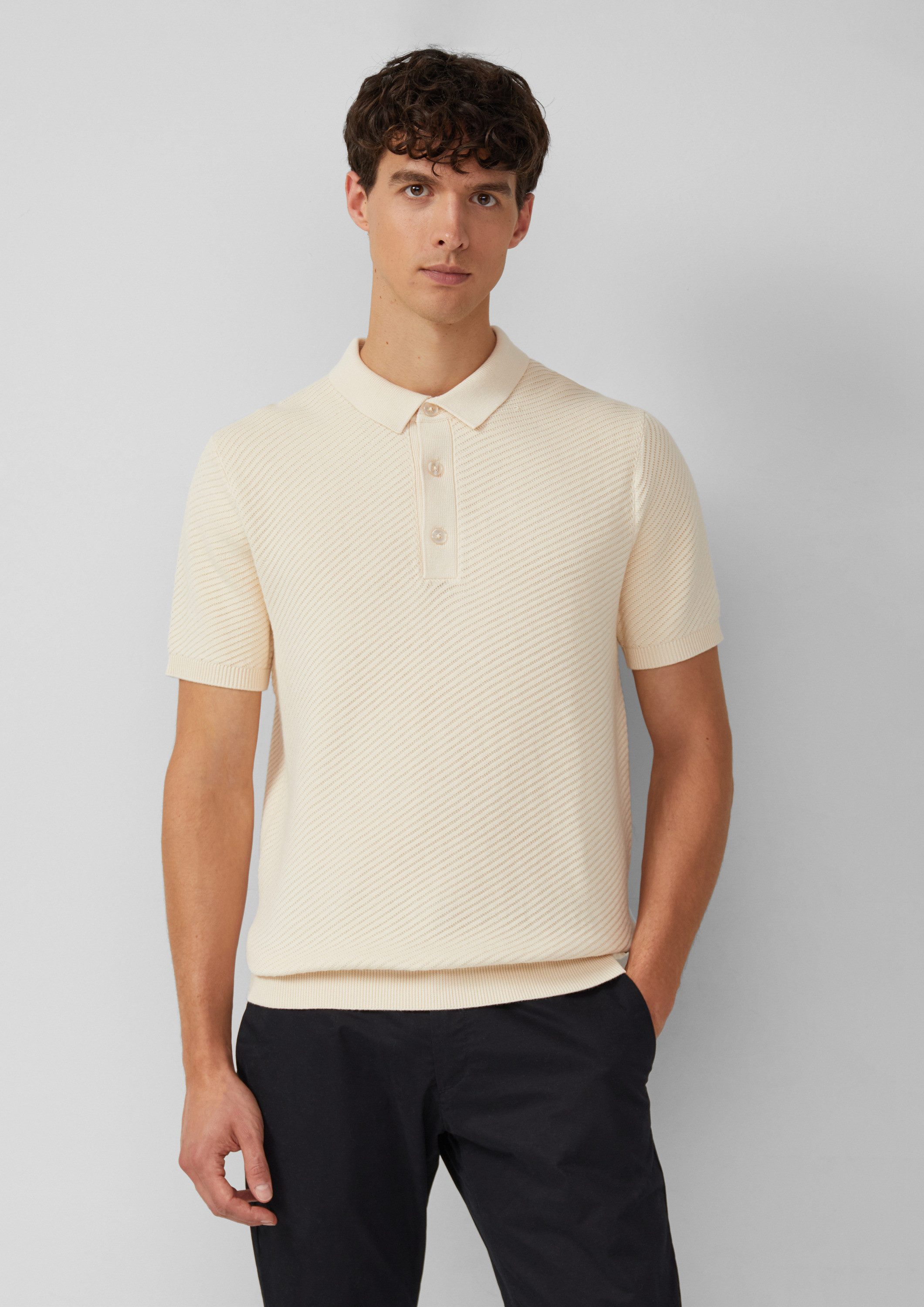 s.Oliver Longpullover Strickpullover Poloshirt aus weichem Strukturstrick günstig online kaufen