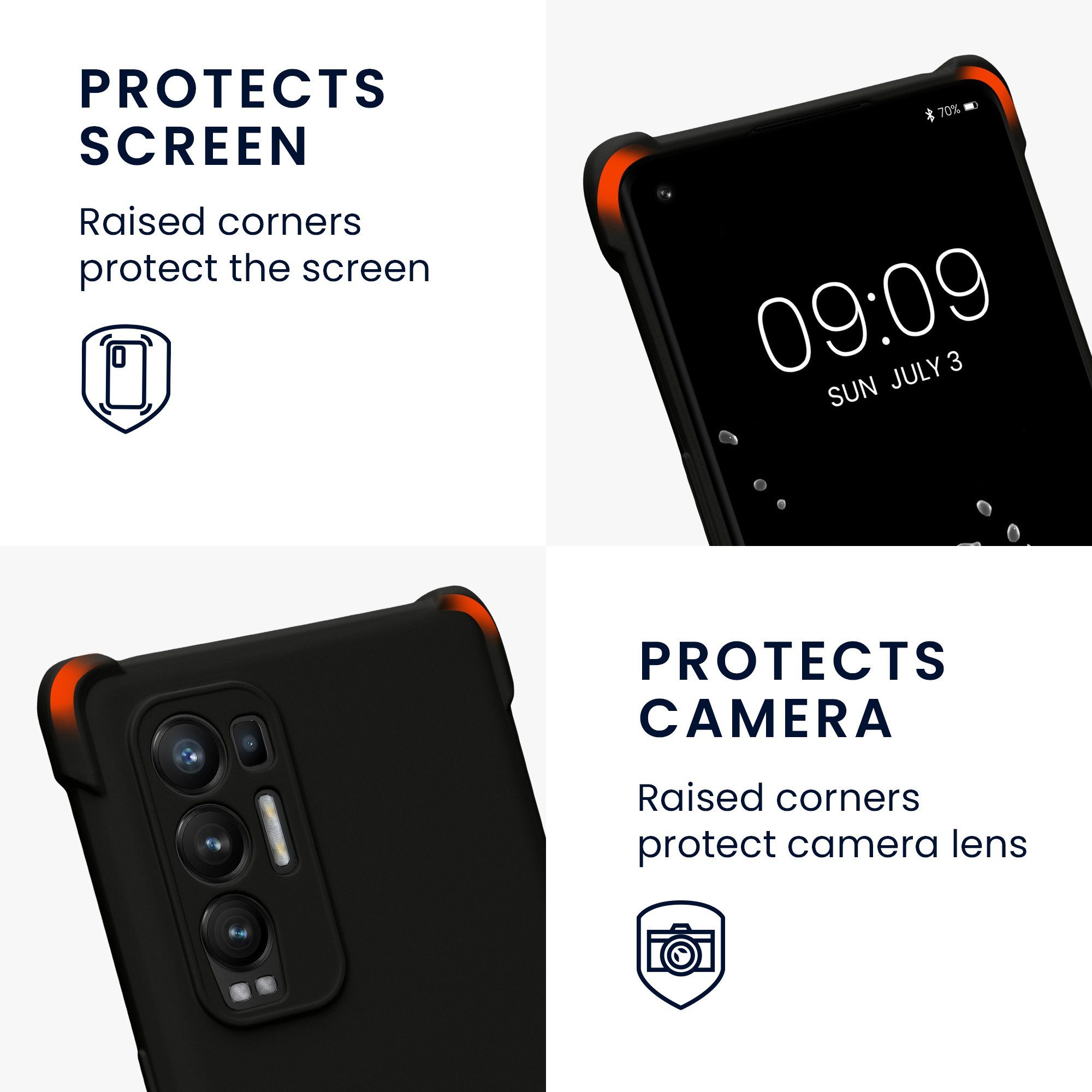 kwmobile Handyhülle Hülle für Oppo Find X3 Neo, mit Metall Kette zum Umhängen - Silikon Handy Cover Case Schutzhülle