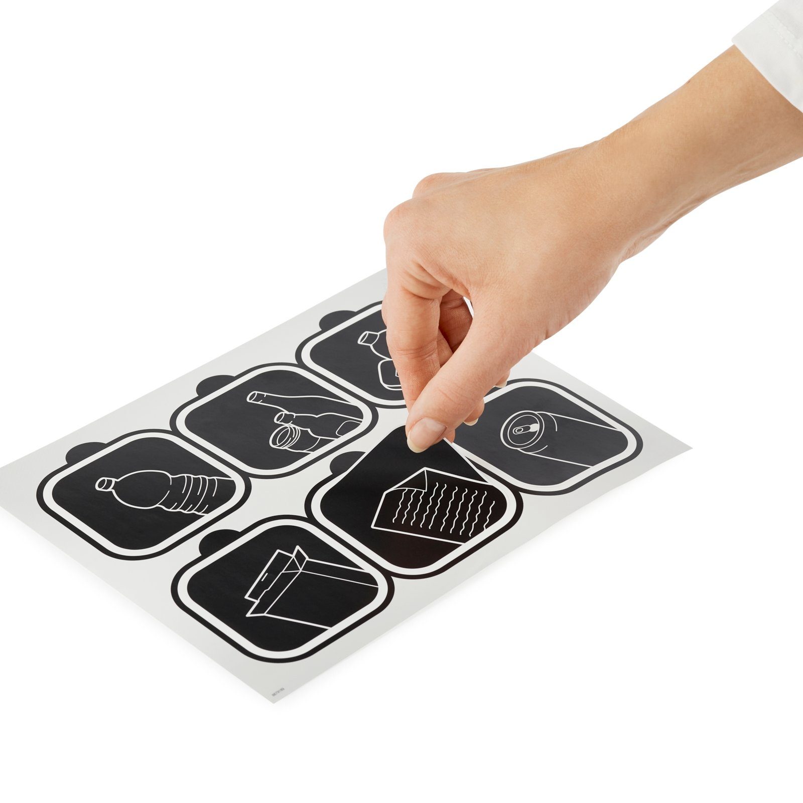 ROTHO Mülleimer TWIST Abfalleimer 50l - 2-in-1 Deckel - ideal zur Mülltrennung zuhause, Sticker-Set für Mülltrennung