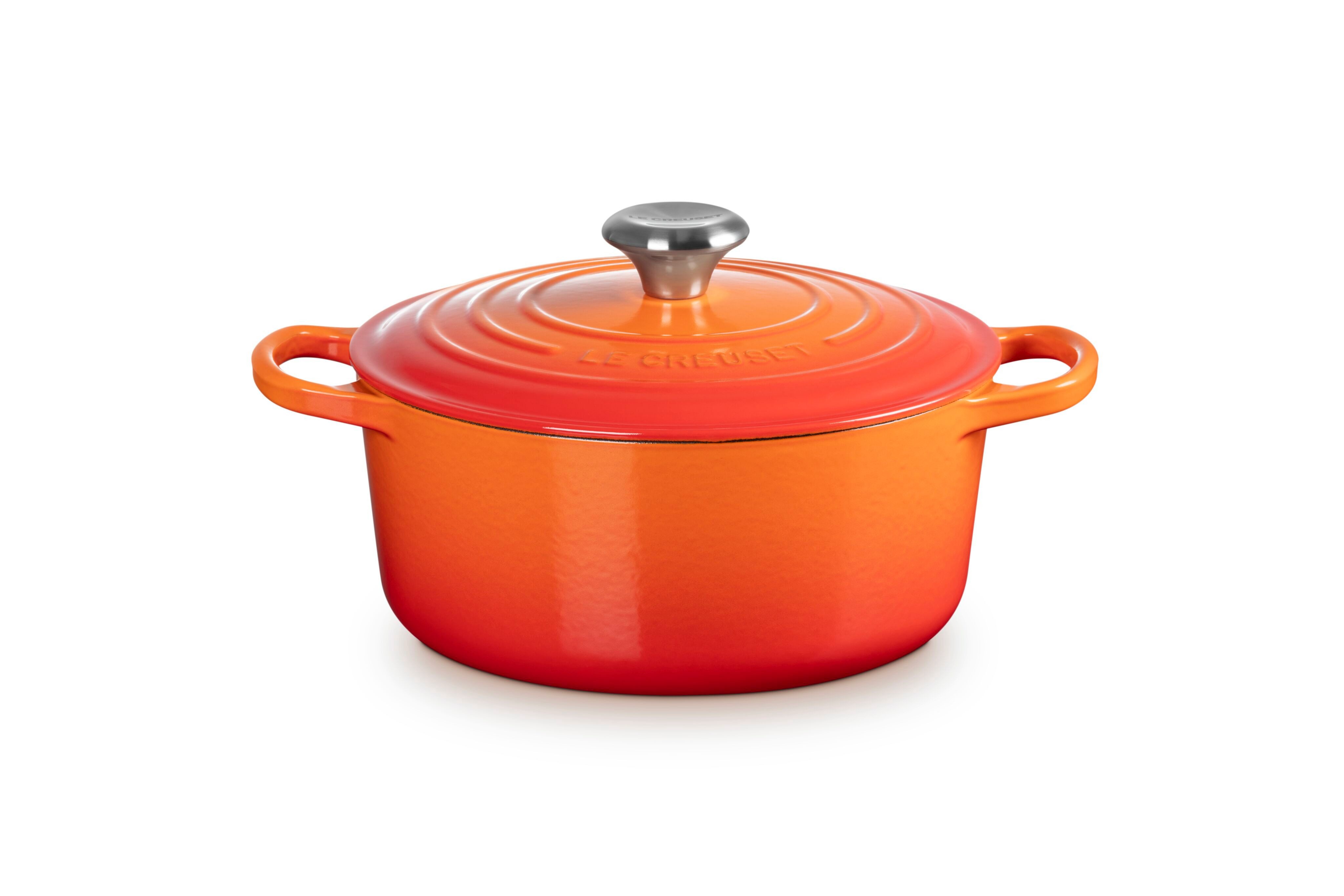LE CREUSET Bräter Signature Gusseisen-Bräter, Gusseisen, Rund, Ø 24 cm, 3,5 l, 4,31 kg, Ofenrot, 21177240902430