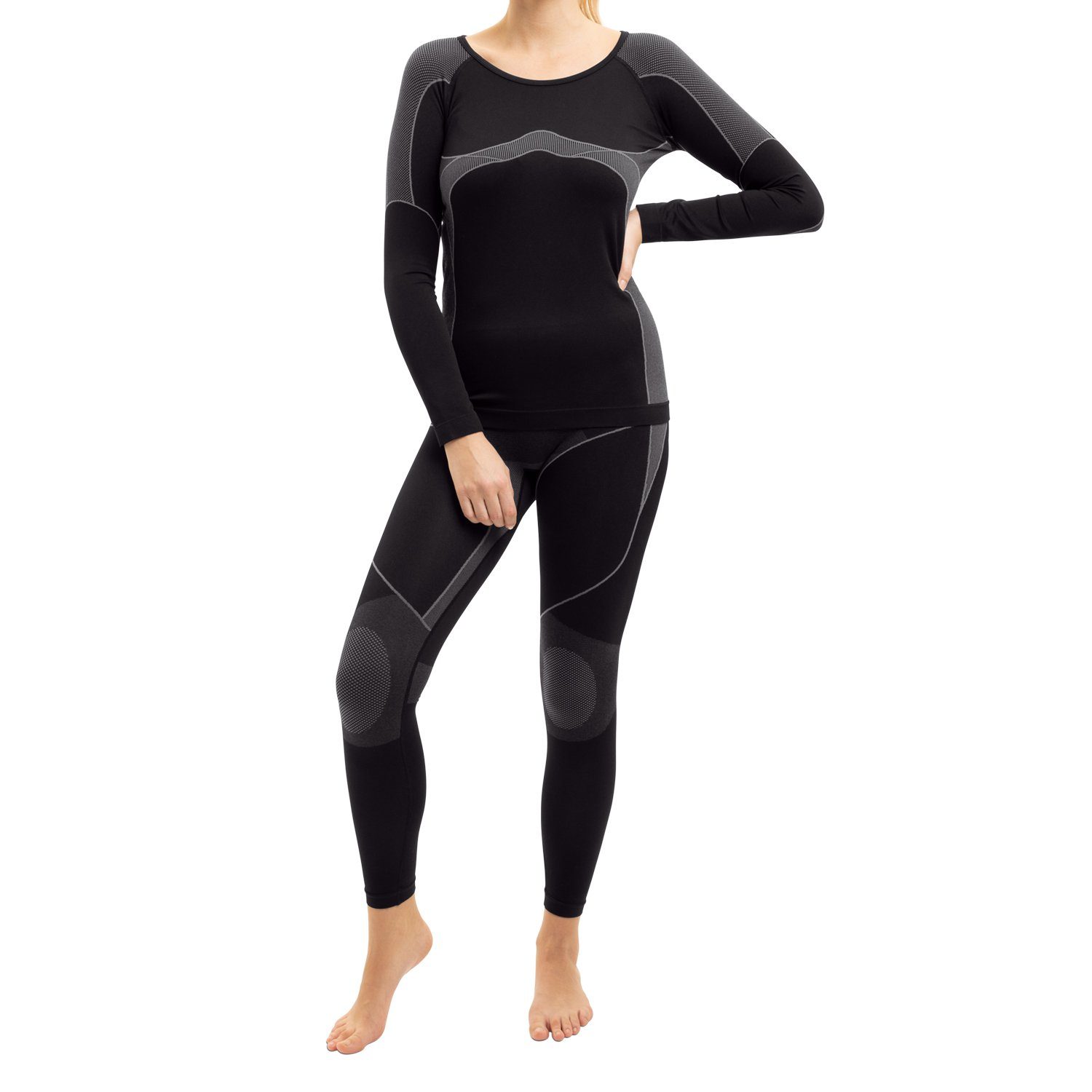 Gomati Thermohose Damen Ski Thermo Unterwäsche Set, Seamless, schnelltrocknend